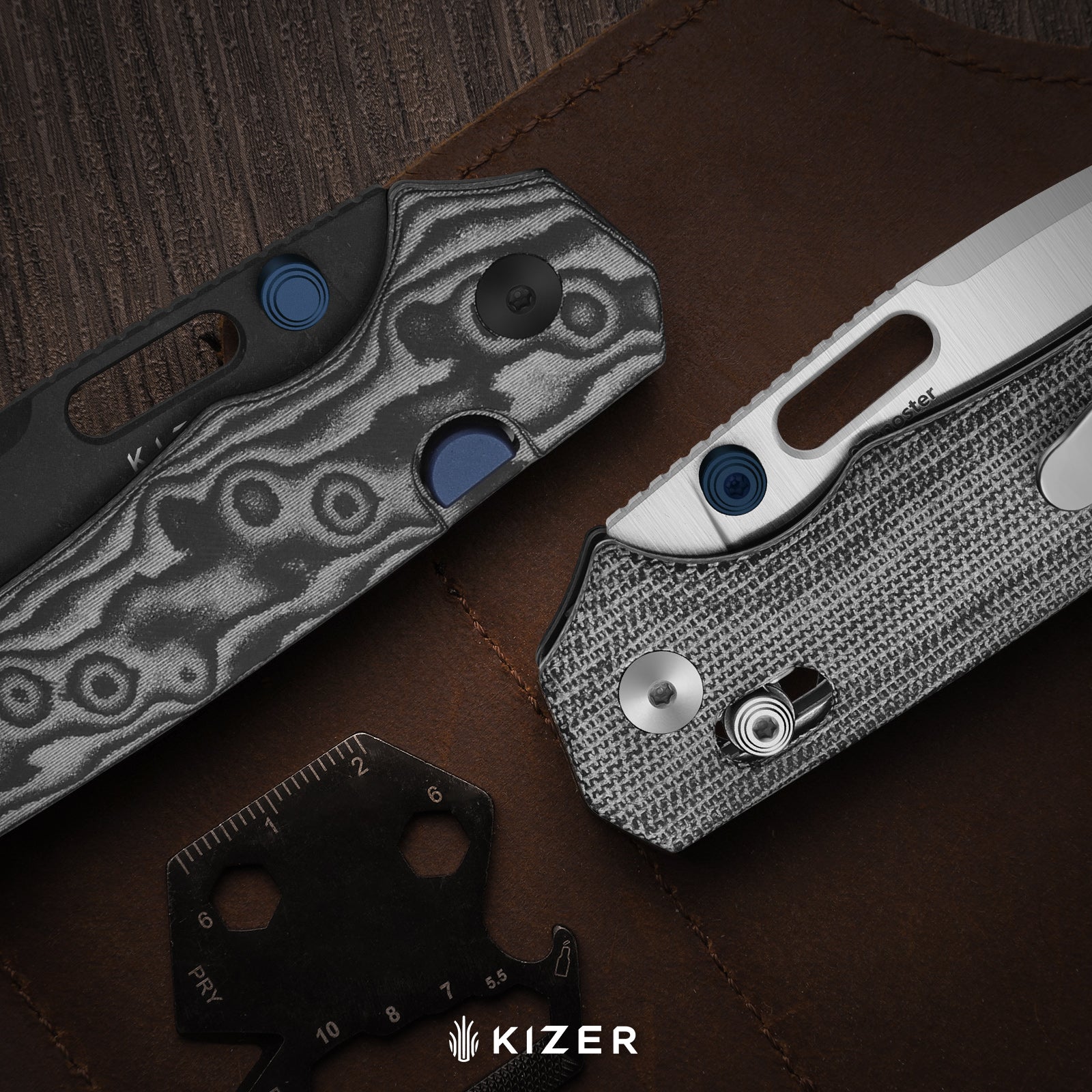 Outposter | Kizer Button Liner Lock™ | Norplex UltreX™ Micarta  | Nitro-V + Satin | KizerV™ 3802BDA1
