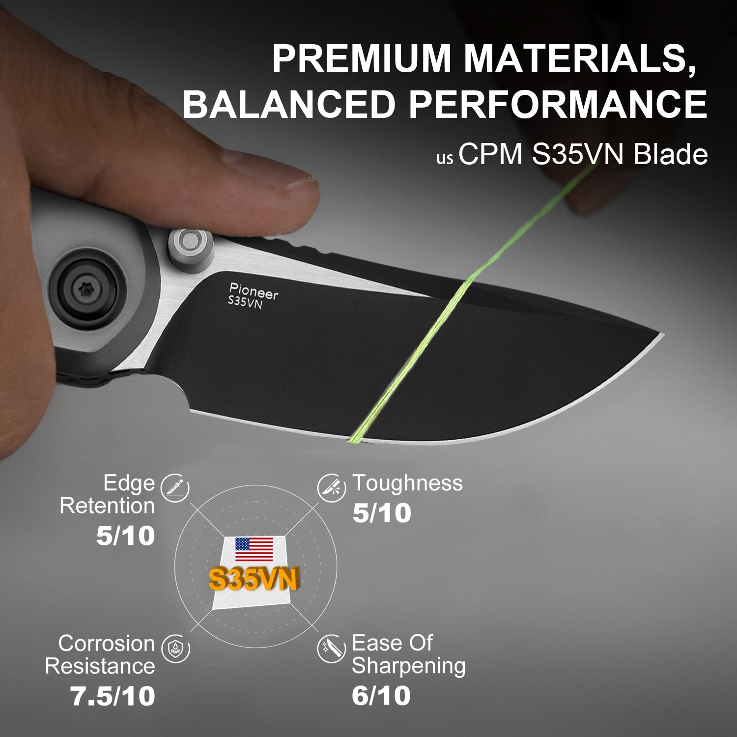 PIONEER | S35VN | Blue Canyon & Titanium | KizerB™ FK03A5