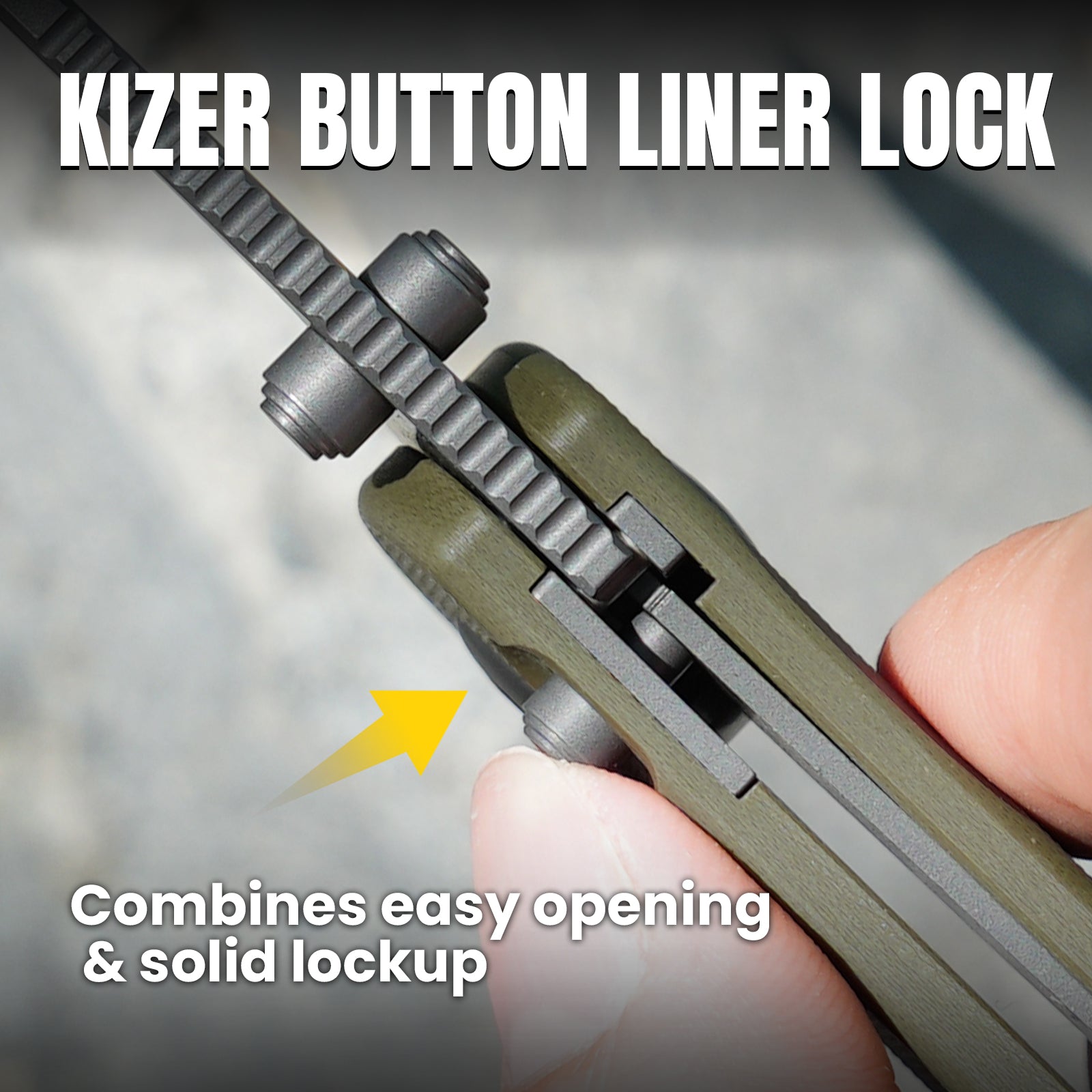 Mini Grouper | D2 | Olive Green G10 | KizerV™ 3669A3
