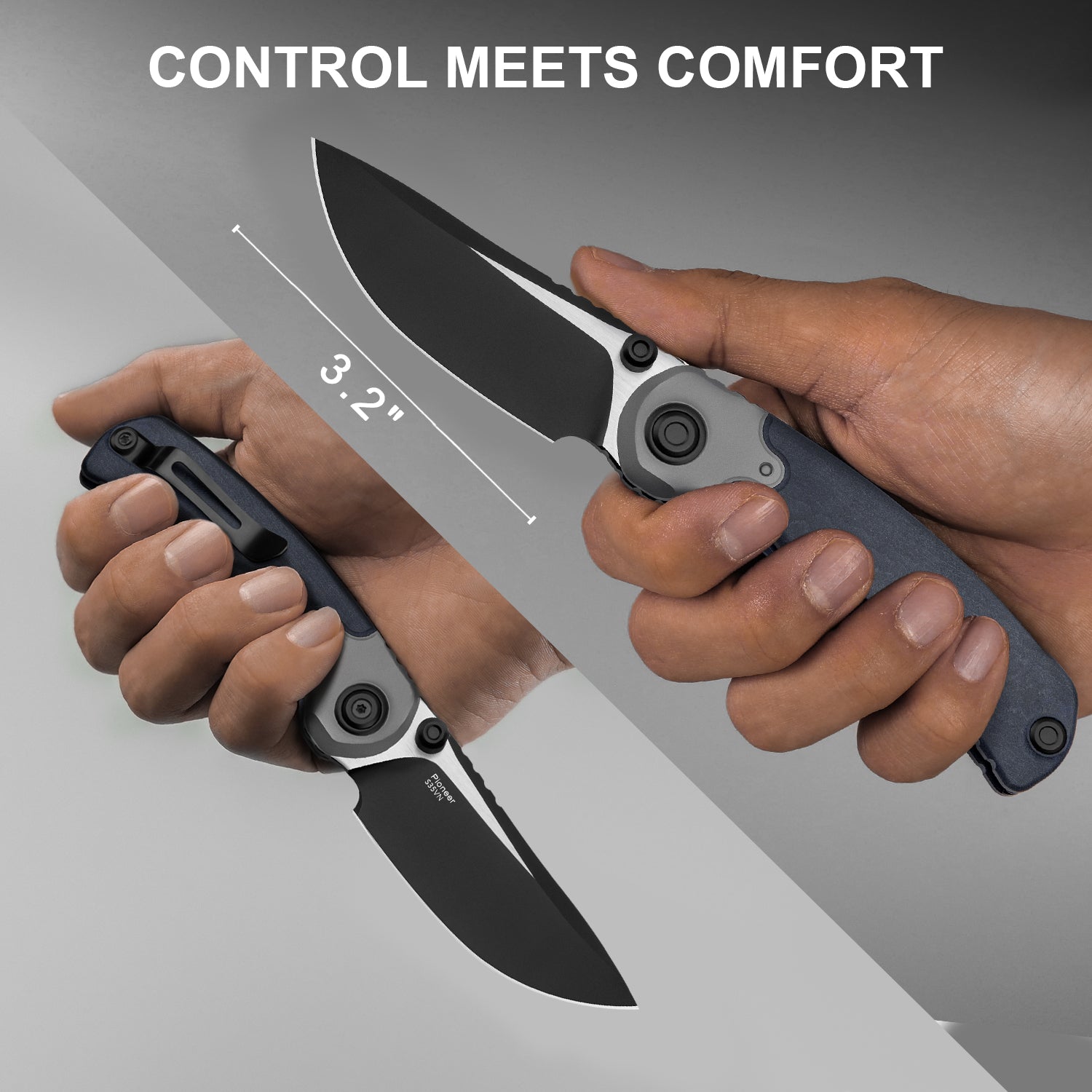 PIONEER | S35VN | Blue Canyon & Titanium | KizerB™ FK03A5