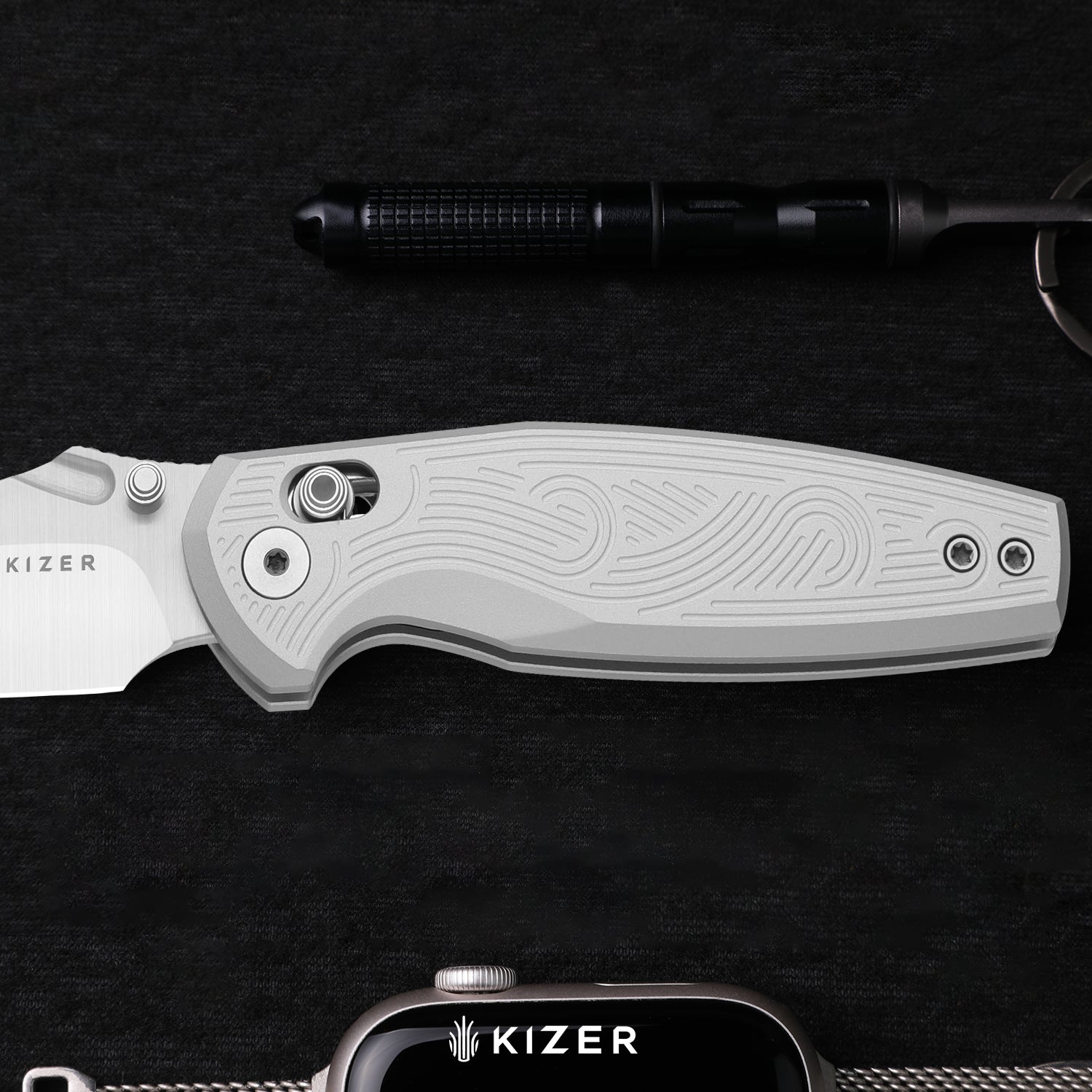 Khamsin | Kizer Clutch Lock™ | Nitro-V | Sandstorm Aluminum | Satin Finish | KizerV™ 3791A3