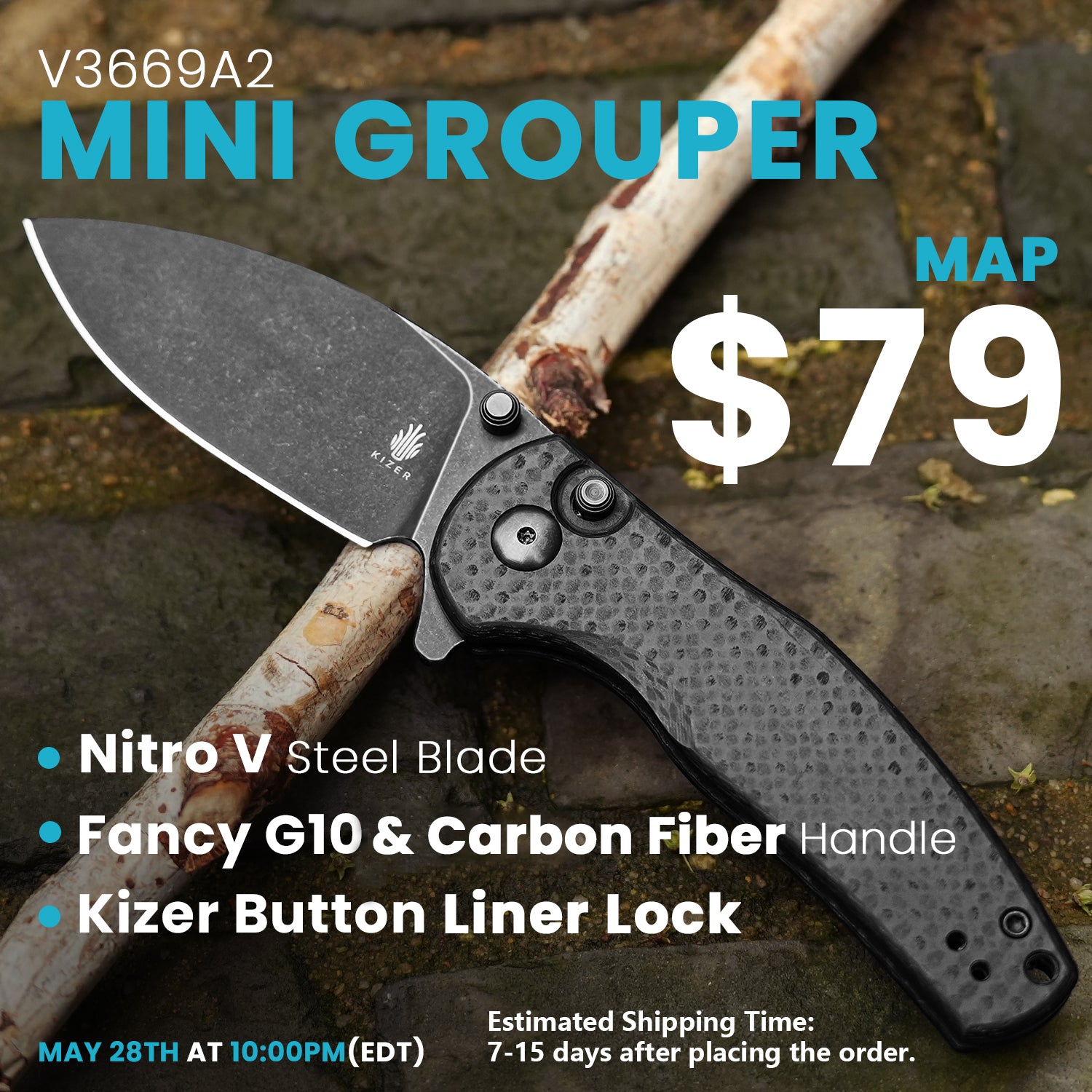 Mini Grouper | Nitro V | G10 & Carbon Fiber | V3669A2
