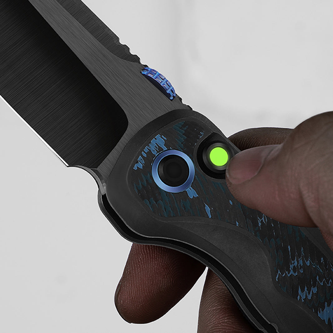 Mithril | KineticFit™ Button Lock | M390 + DLC Ultra + Hand-Brushed | Titanium (DLC Ultra) & Fat Carbon | Exquisite Light | KizerX® FK08A2