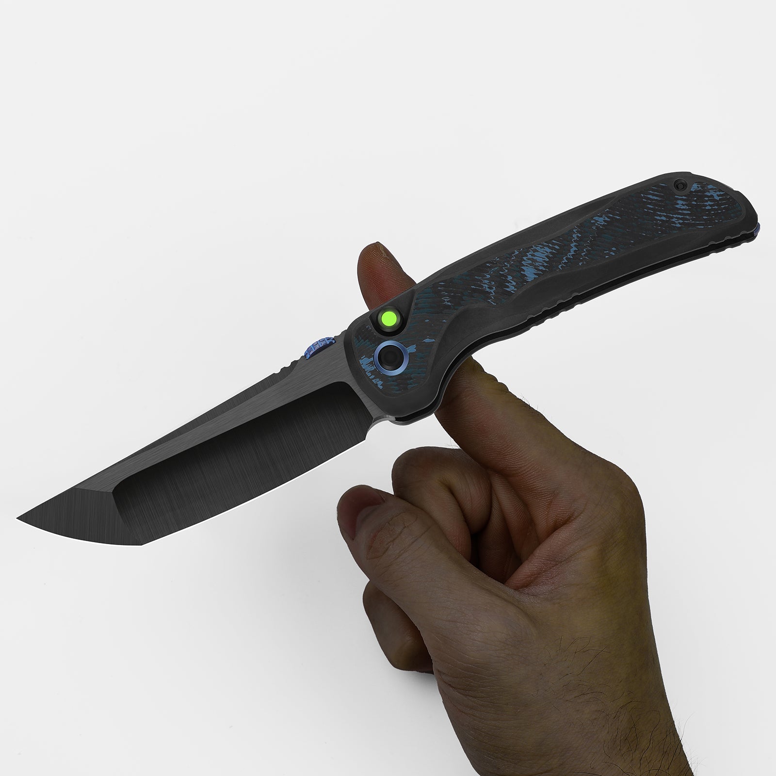 Mithril | KineticFit™ Button Lock | M390 + DLC Ultra + Hand-Brushed | Titanium (DLC Ultra) & Fat Carbon | Exquisite Light | KizerX® FK08A2