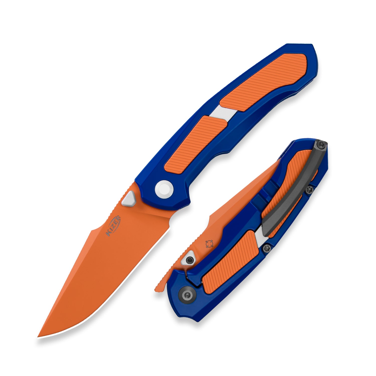 Feweed | S35VN | Blue & Orange Handle | KizerB™ 3694A8
