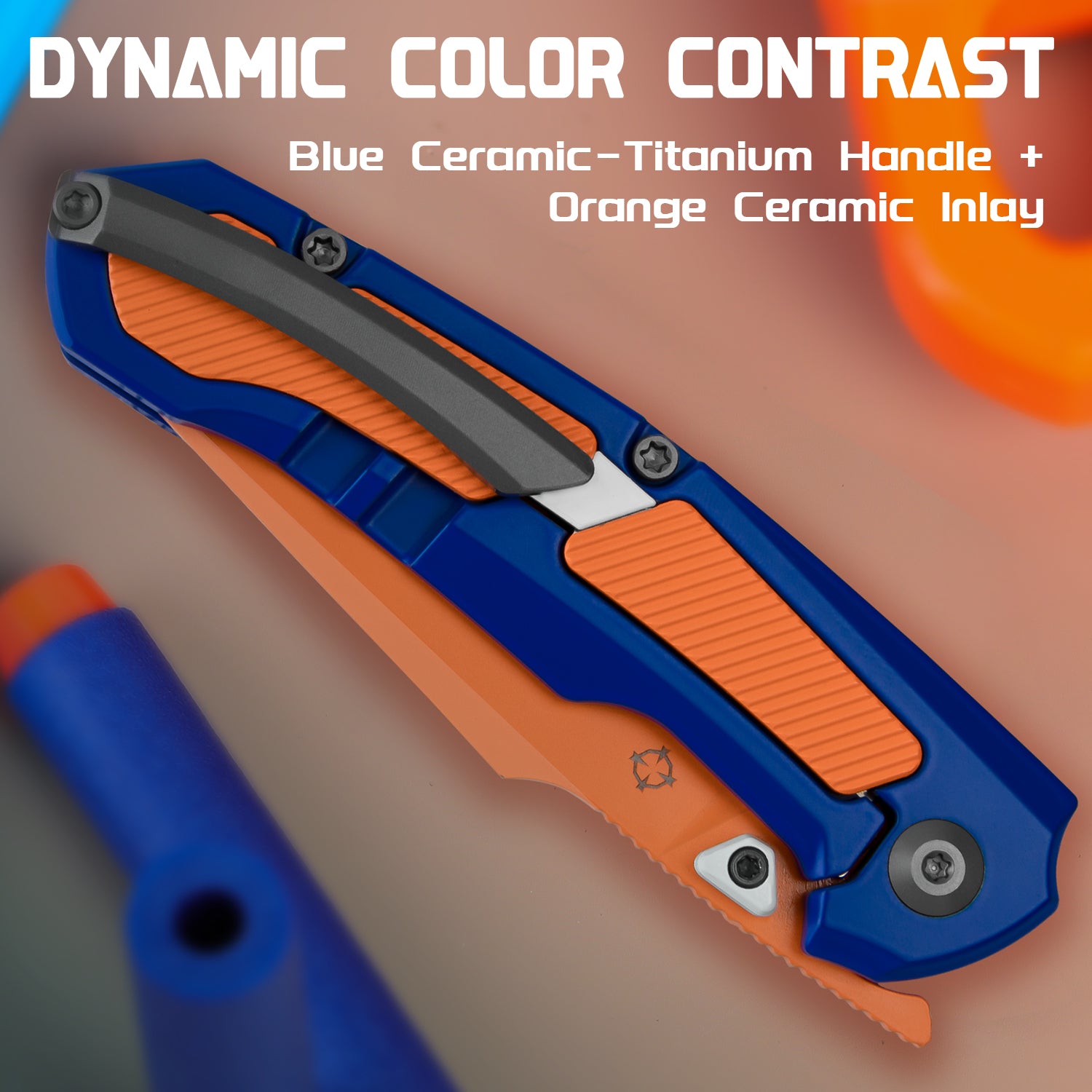 Feweed | S35VN | Blue & Orange Handle | KizerB™ 3694A8