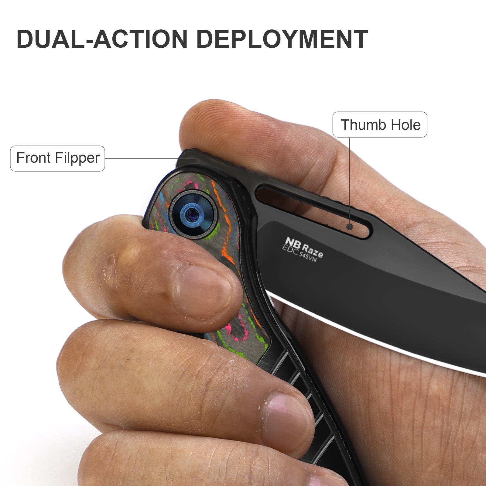 Raze | S45VN | Titanium & Camo Carbon | Ki3720A1