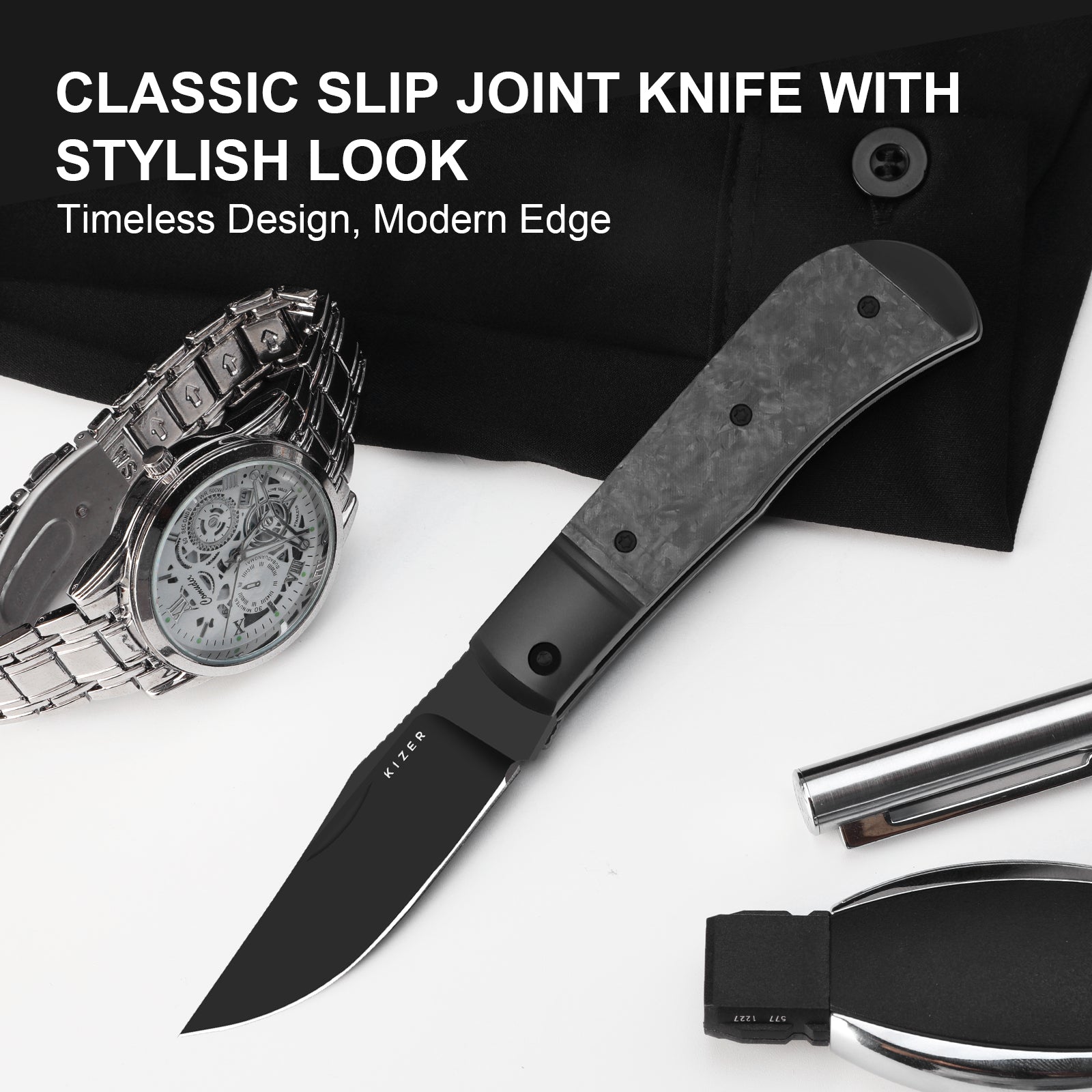 Trestle | S45VN | Titanium & Carbon Fiber | KizerB™ 3761A1