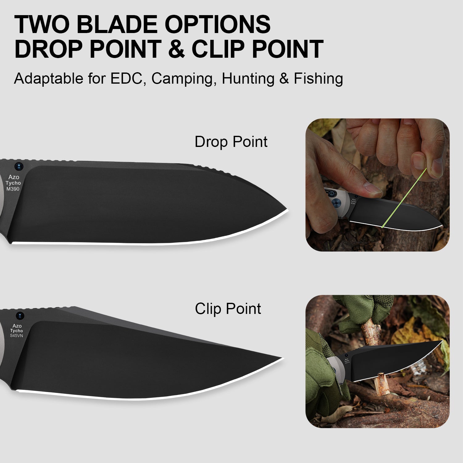 Tycho | M390 | Titanium & Fat Carbon | KizerB™ 4761A2