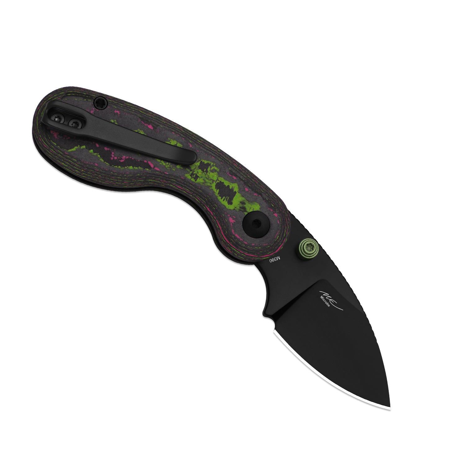 Microbe™ | 5Th Pocket Knife | Kizer Button Liner Lock™ | Camo Carbon Watermelon Sugar Handle | KizerB™ 2742A5