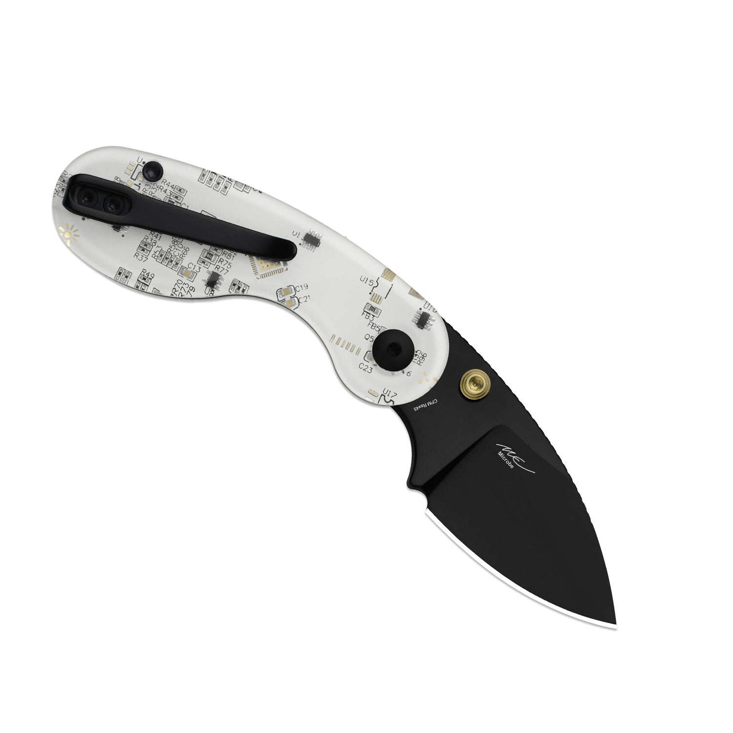 Microbe™ PCB | Kizer Button Liner Lock™ | CPM Rex45 | Resin & PCB | Black PVD Coating | KizerB™ 2742BDA1