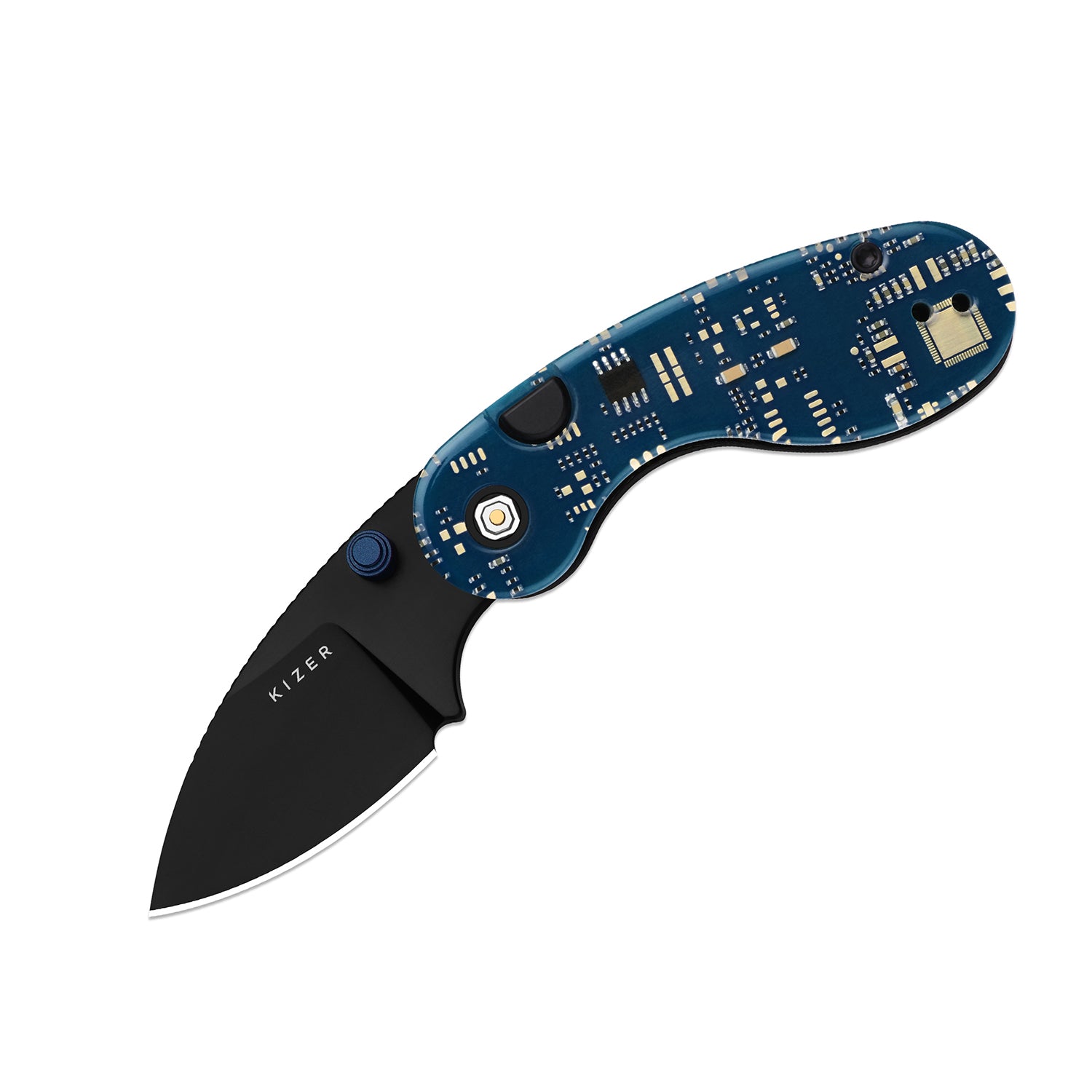 Microbe™ PCB | Kizer Button Liner Lock™ | CPM Rex45 | Resin & PCB | Black PVD Coating | KizerB™ 2742BDA2