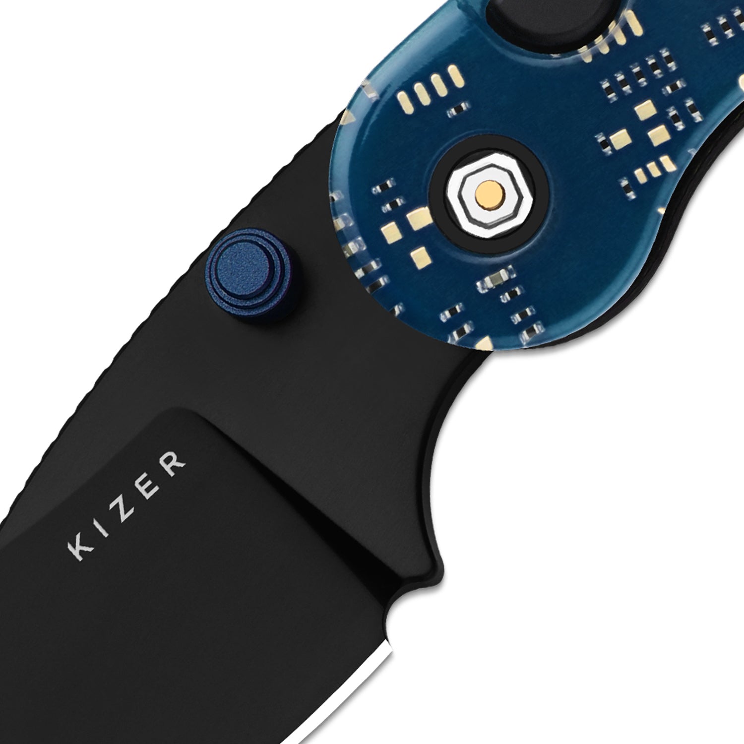 Microbe™ PCB | Kizer Button Liner Lock™ | CPM Rex45 | Resin & PCB | Black PVD Coating | KizerB™ 2742BDA2