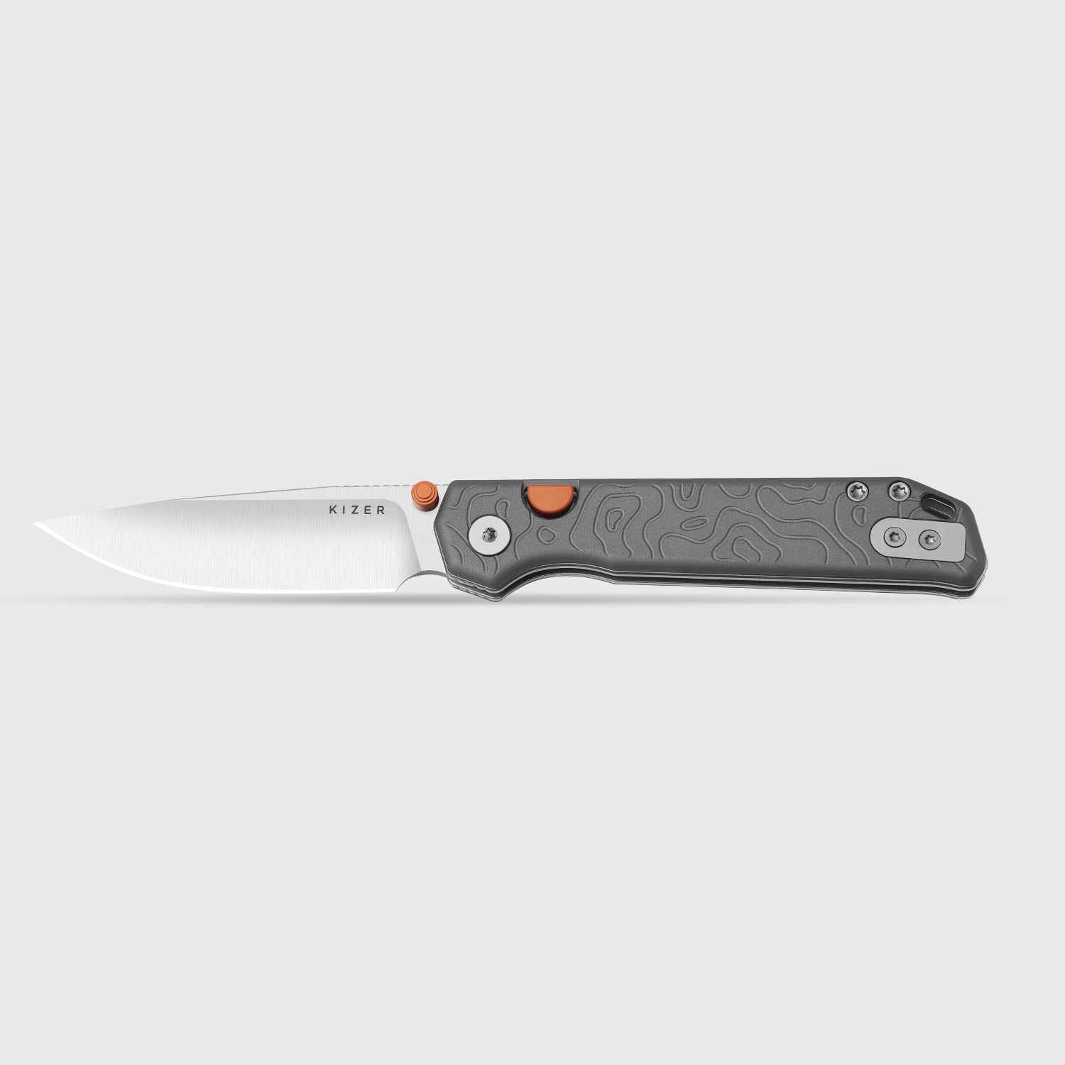 Begleiter 2.9 | Kizer Button Liner Lock™ | Gray Aluminum | S35VN | KizerB™ 3458.2BDA1