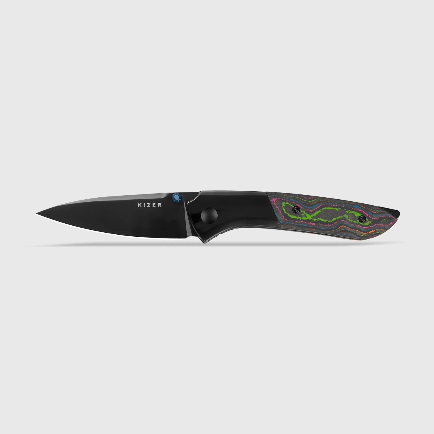 Spitfire | S35VN | Polished DLC | Titanium & Camo Carbon 80's | KizerB™ 3690A2