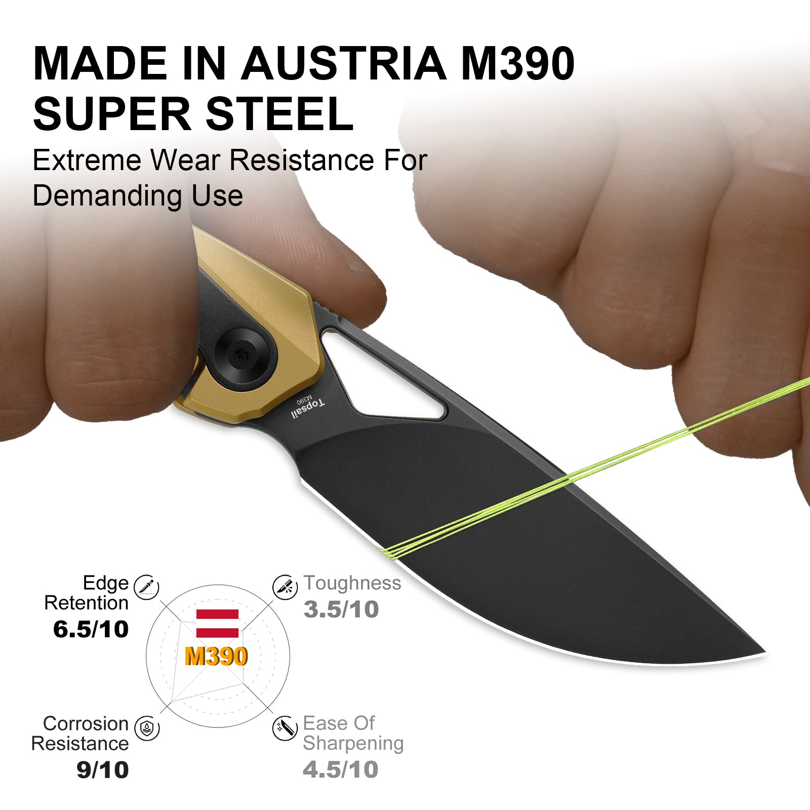 Topsail | M390 | Titanium + Stark Black Zirconium | Matte DLC Ultra | Front Flipper | KizerB™ 3735A3