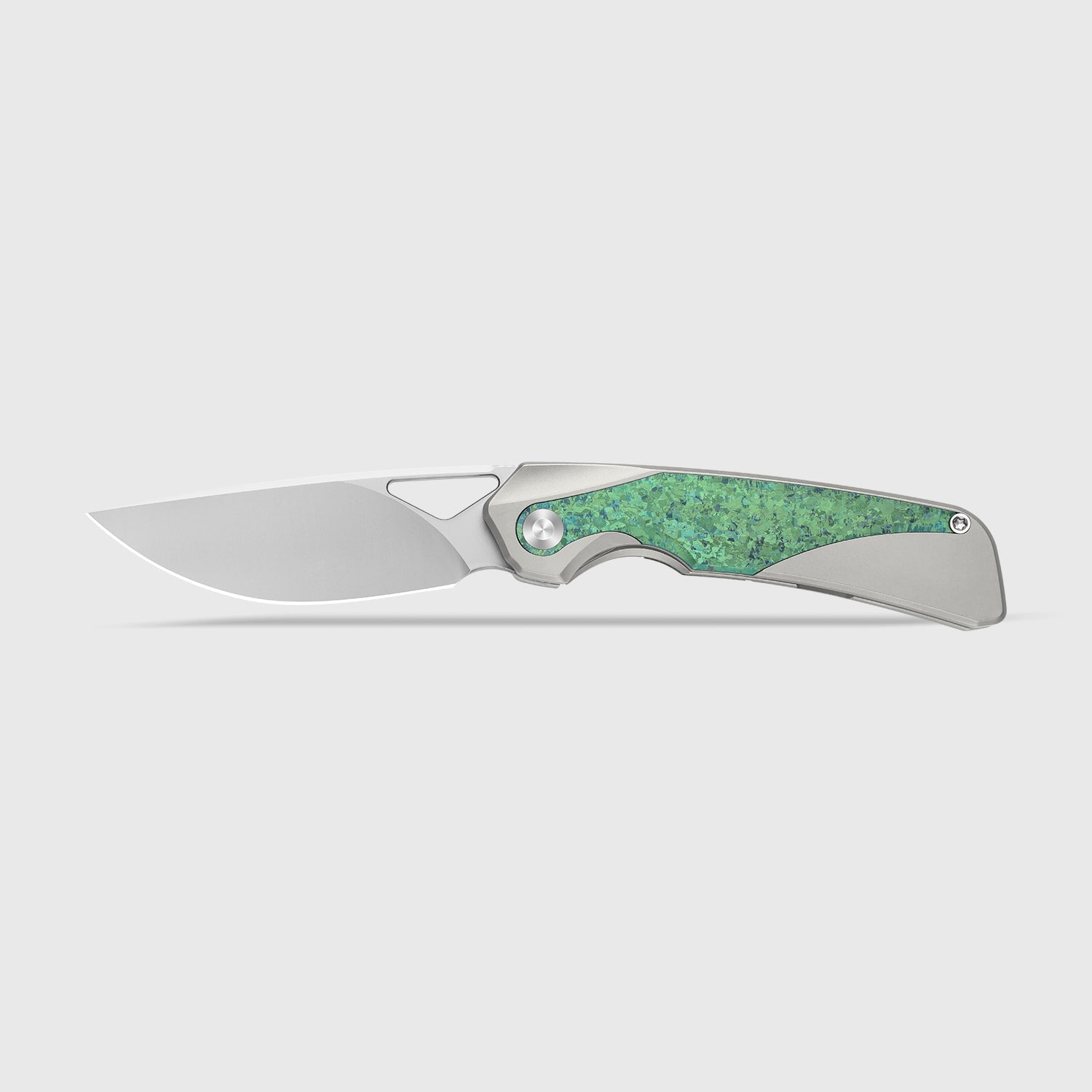 Topsail | M390 | Titanium & Crystallized Titanium | Front Flipper | KizerB™ 3735A4