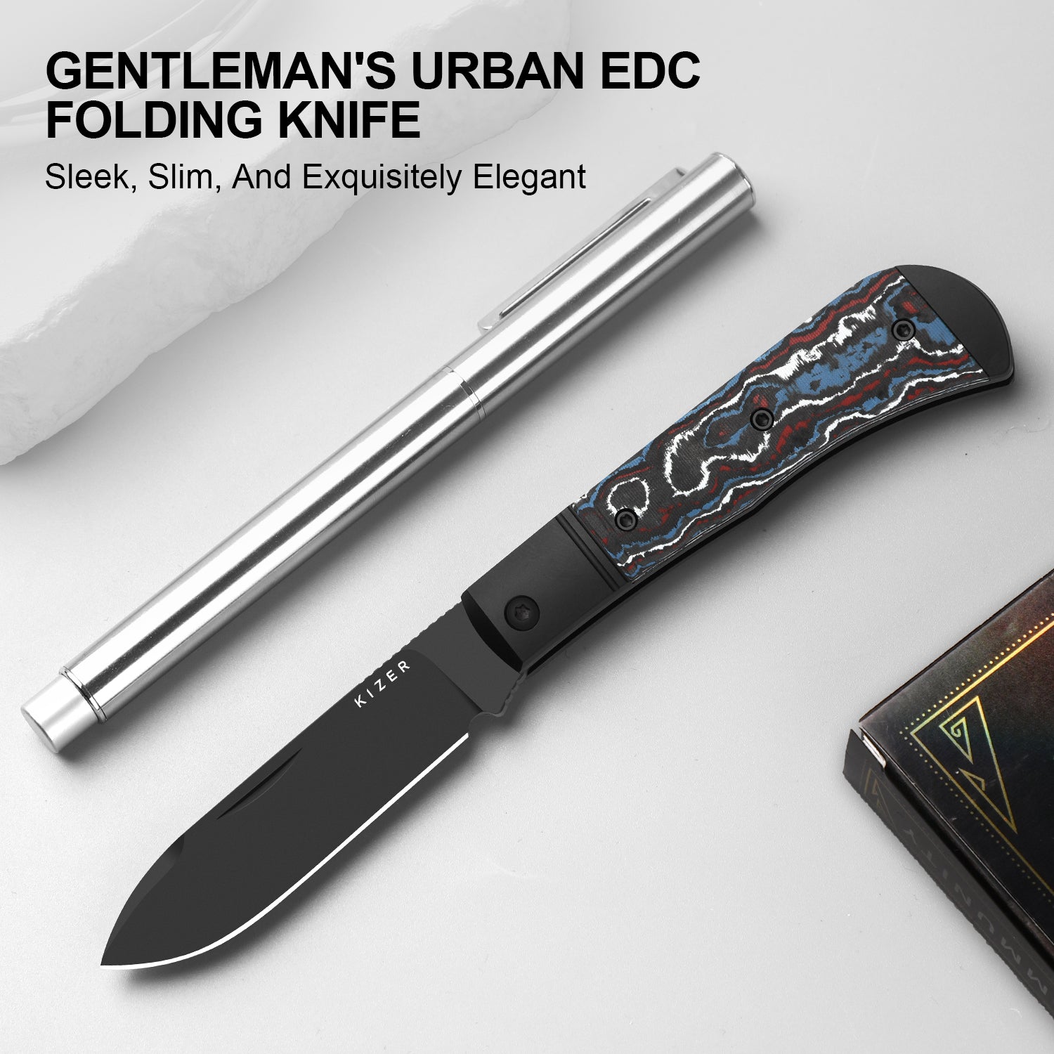 Trestle D | Ultra DLC | S90V | Aluminum & Fat Carbon | Slip Joint | KizerB™ 3760A1