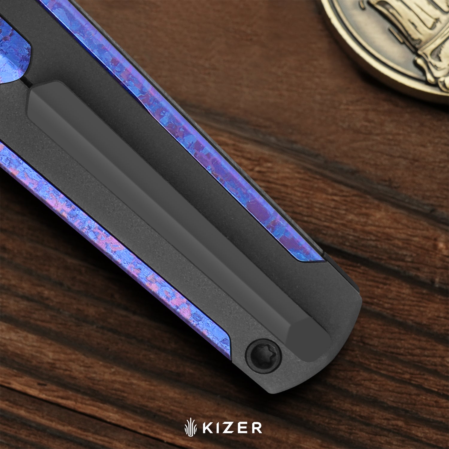 Staff | Frame Lock | S45VN | Titanium & Carbon Fiber | Satin Finish | KizerB™ 3795A2