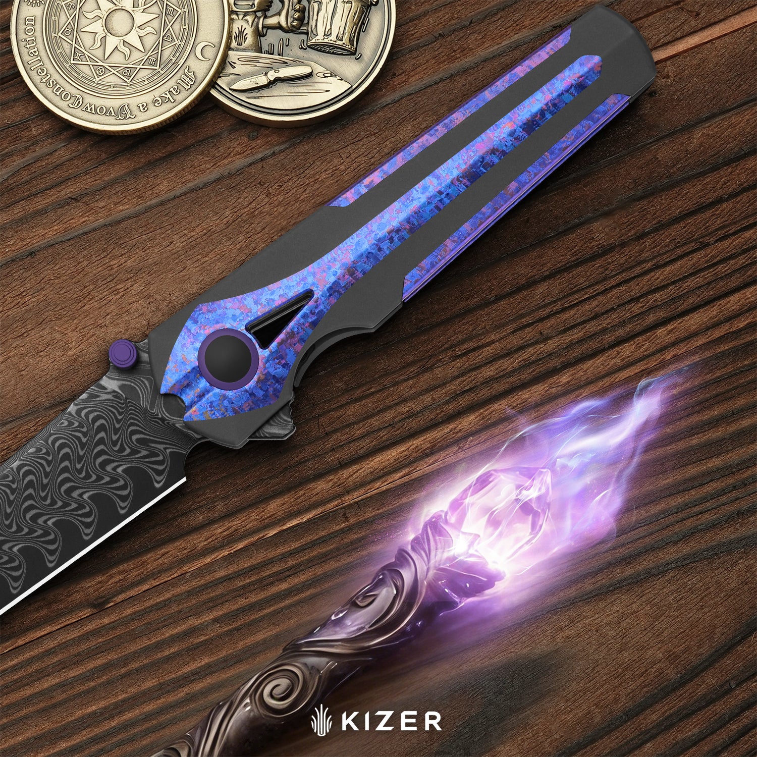 Staff | Frame Lock | S45VN | Titanium & Carbon Fiber | Satin Finish | KizerB™ 3795A2