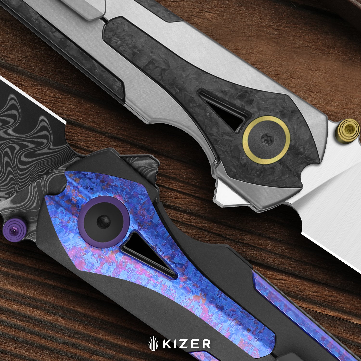 Staff | Frame Lock | S45VN | Titanium & Carbon Fiber | Satin Finish | KizerB™ 3795A2