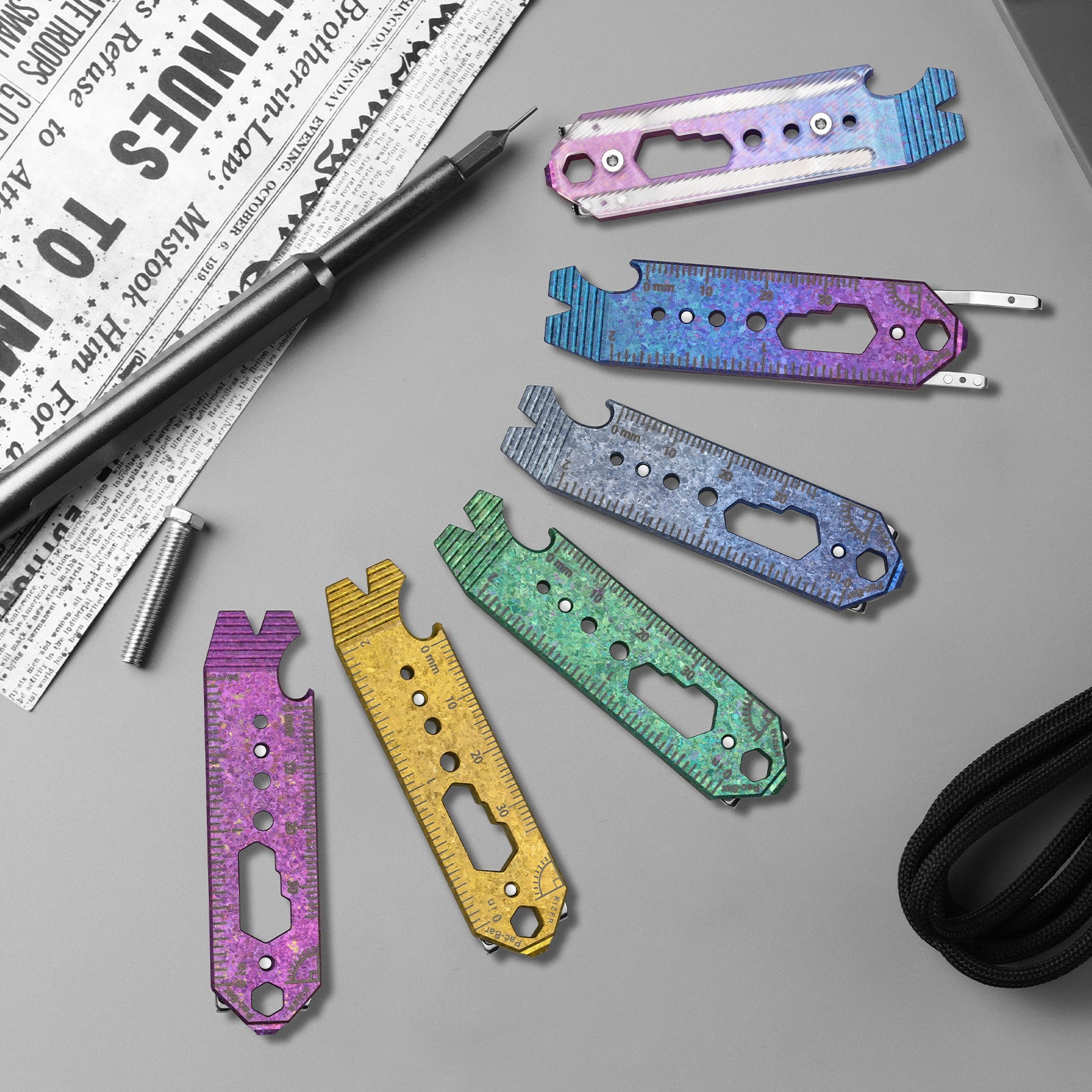 Kizer Crystallized Titanium & Acrylic EDC Multi-Functional Tools Purple Pac-Bar