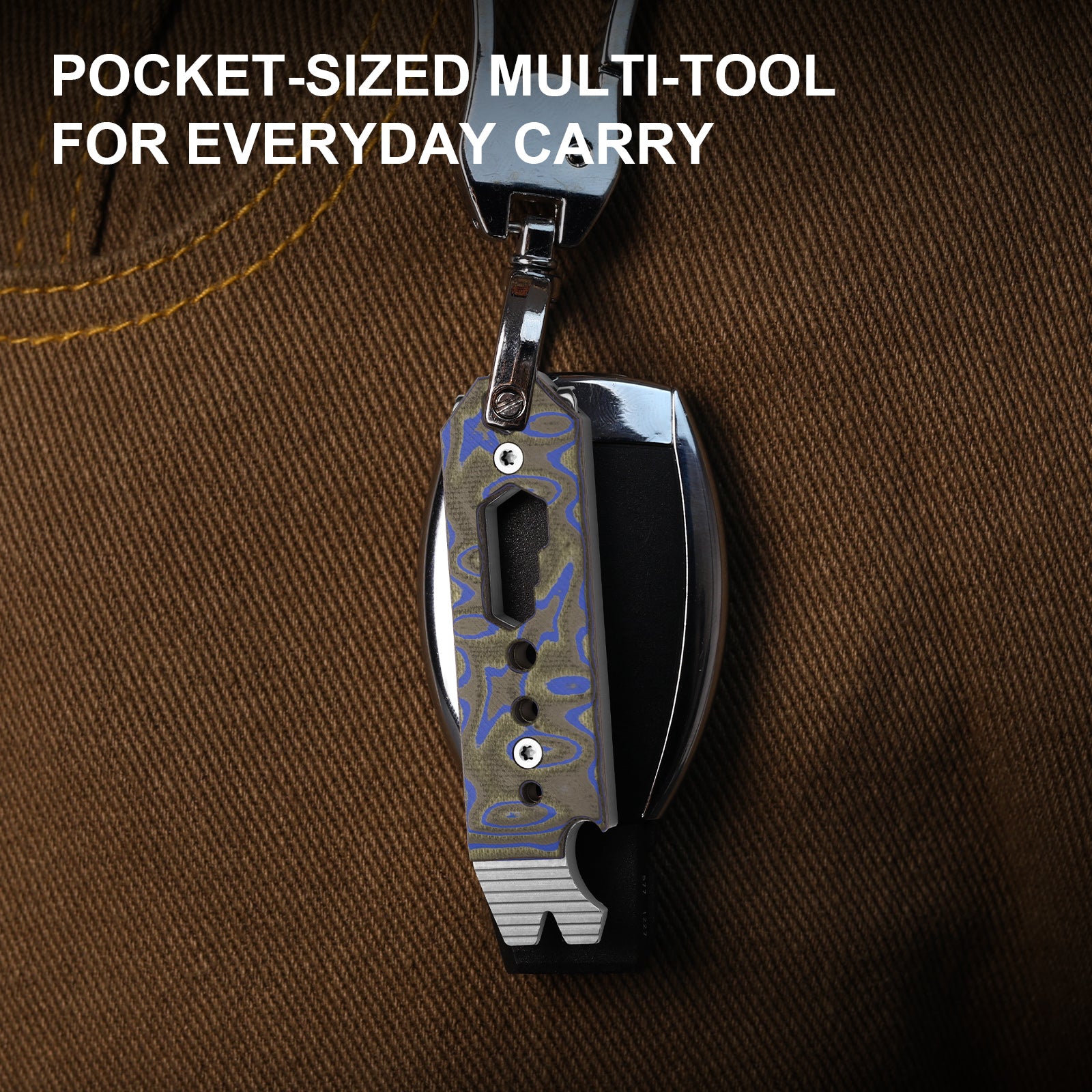 Kizer Titanium & Vortex Micarta EDC Multi-Functional Yellow & Brown Tools Pac-Bar