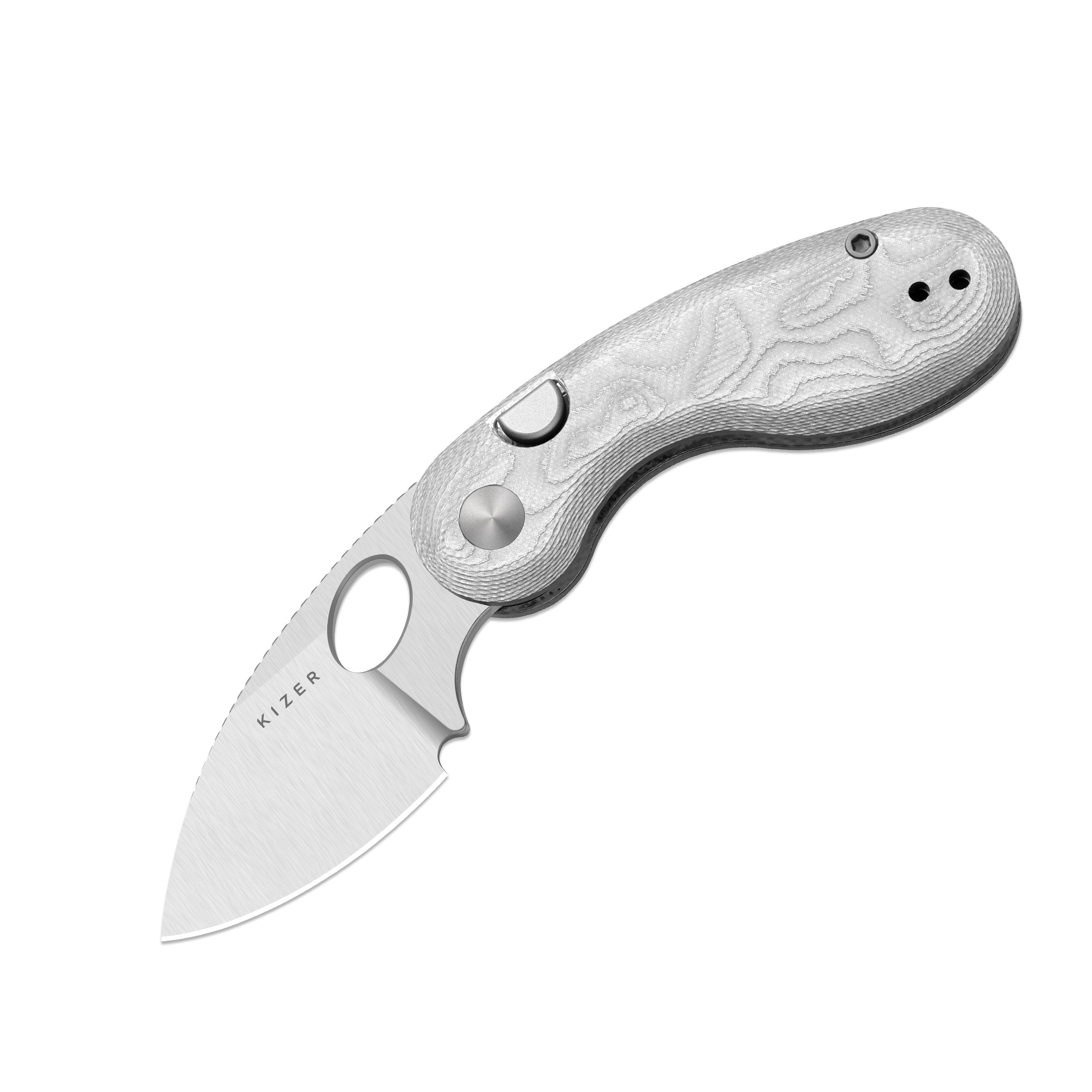 Microbe™ | 5Th Pocket Knife | Kizer Button Liner Lock™ | Aluminum Foil G10 Handle | KizerV™ 2742A11