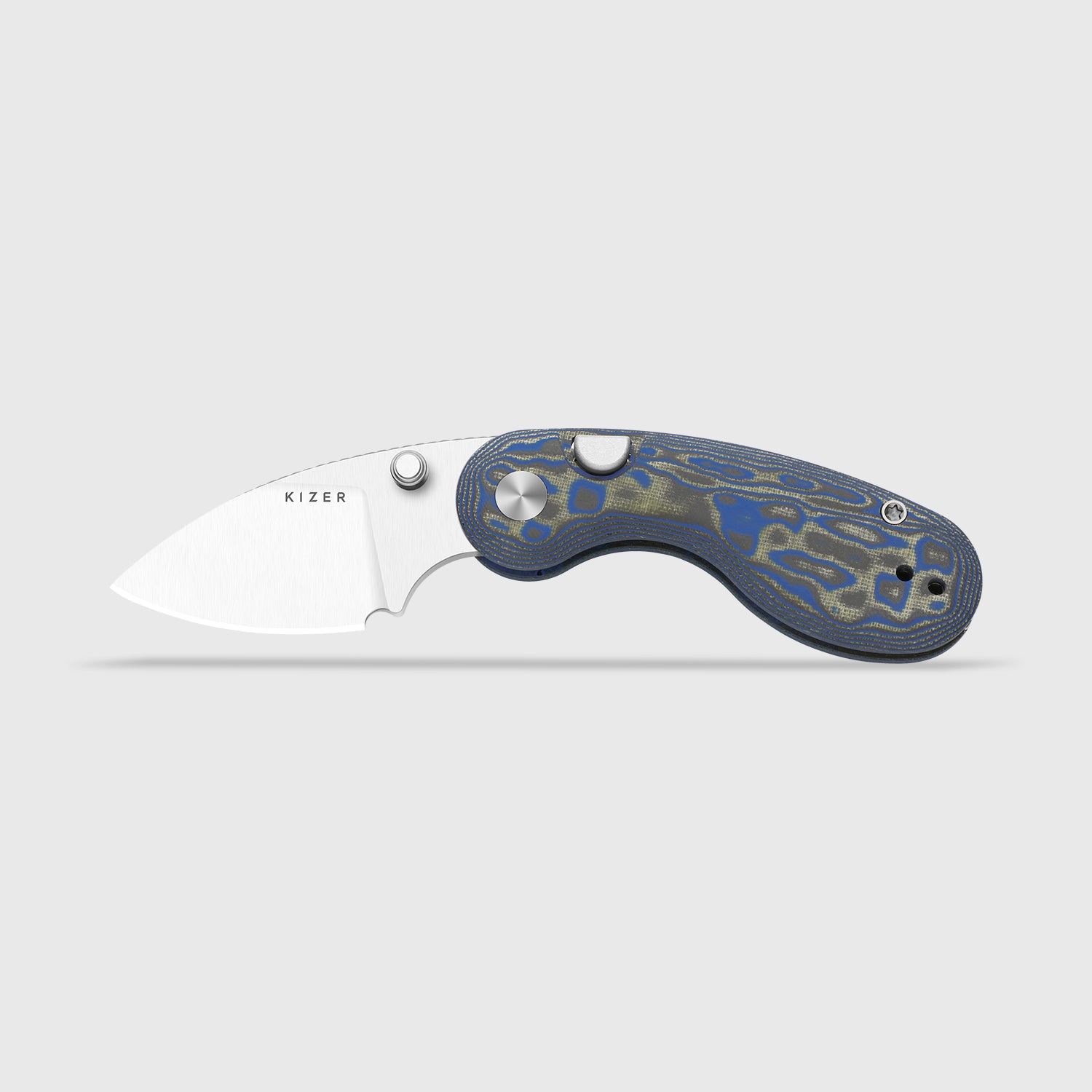 Microbe™ | Kizer Button Liner Lock™ | Micarta With Vortex Pattern | 14C28N | KizerV™ 2742A6