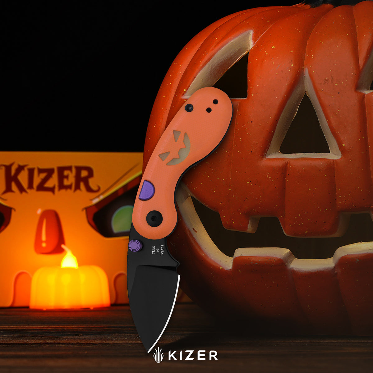 Halloween | Microbe™ | 14C28N | Classic G10 Handle with GID G10 Inlays | KizerV™ 2742HW1 | Halloween Special Edition