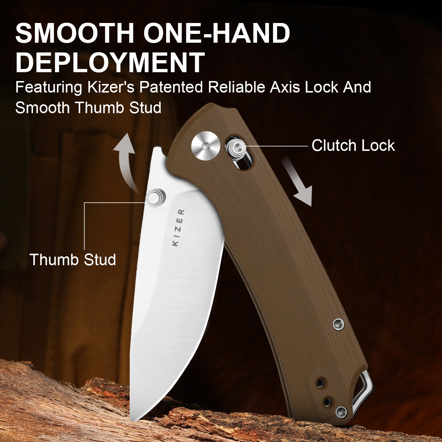 T1 CD | Kizer Clutch Lock™ | Drop Point Blade | Nitro-V | G10 | KizerV™ 3490.2CA2