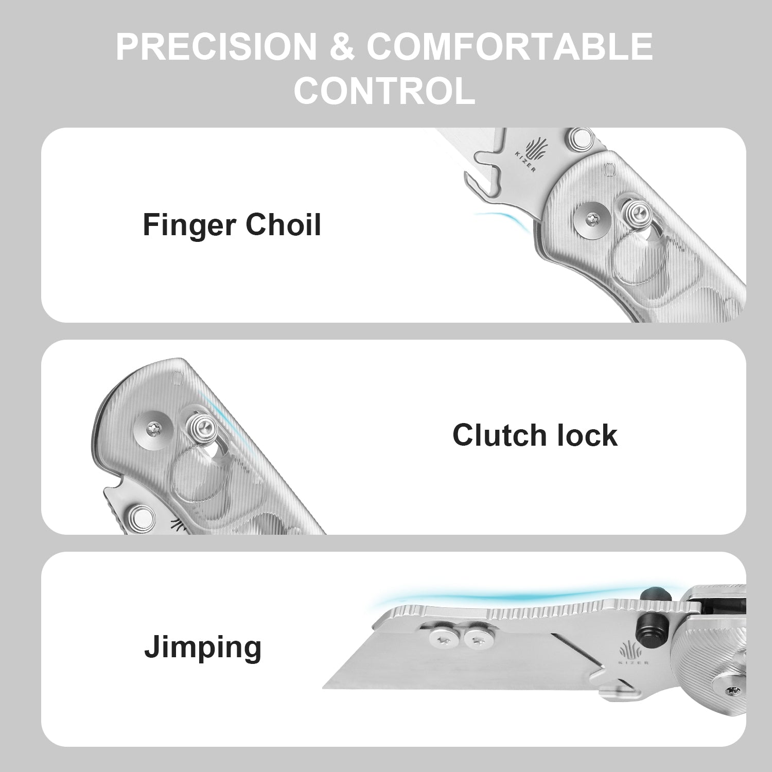 Drop Bear® Utility | Kizer Clutch Lock™ | Uti BEAR 1 | SK5 & 50Cr15MoV | Acrylic | KizerV™ 3619JA5