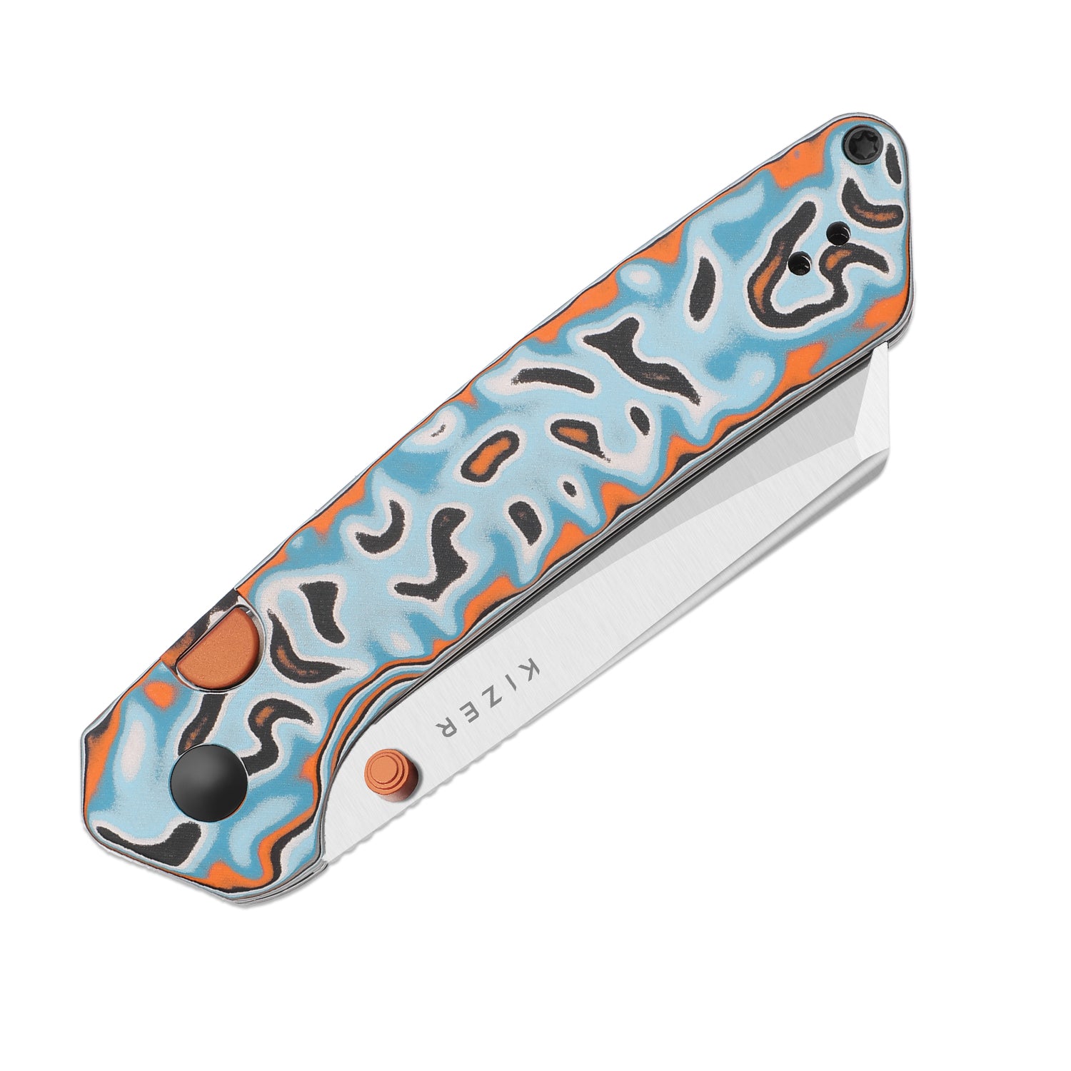 Madrac | Kizer Button Liner Lock™ | Micarta With Vortex Pattern | 14C28N + Flat Grind | KizerV™ 3693BSA2