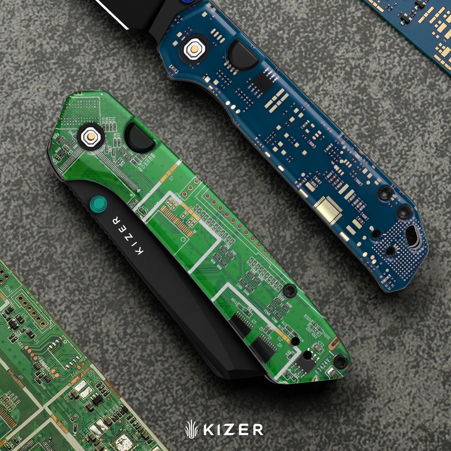 Begleiter PCB | Kizer Button Liner Lock™ | BD1N | Resin & PCB | Black PVD Coating | KizerV™ 3458.2BDA6