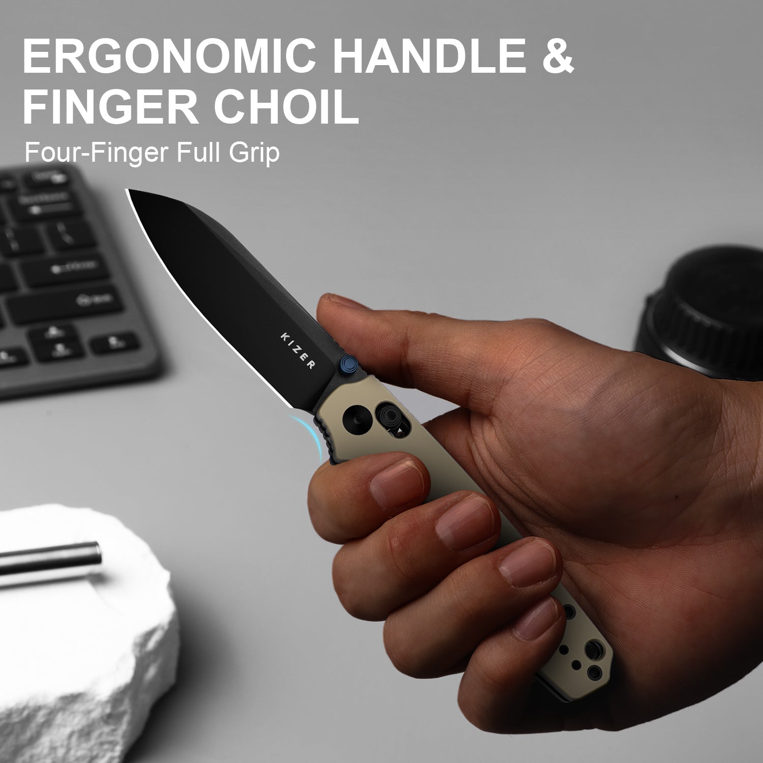 Pokiman CS | Kizer Clutch Lock™ | Sheepsfoot | Four-Finger Full Grip | Aluminum | KizerV™ 3789A6