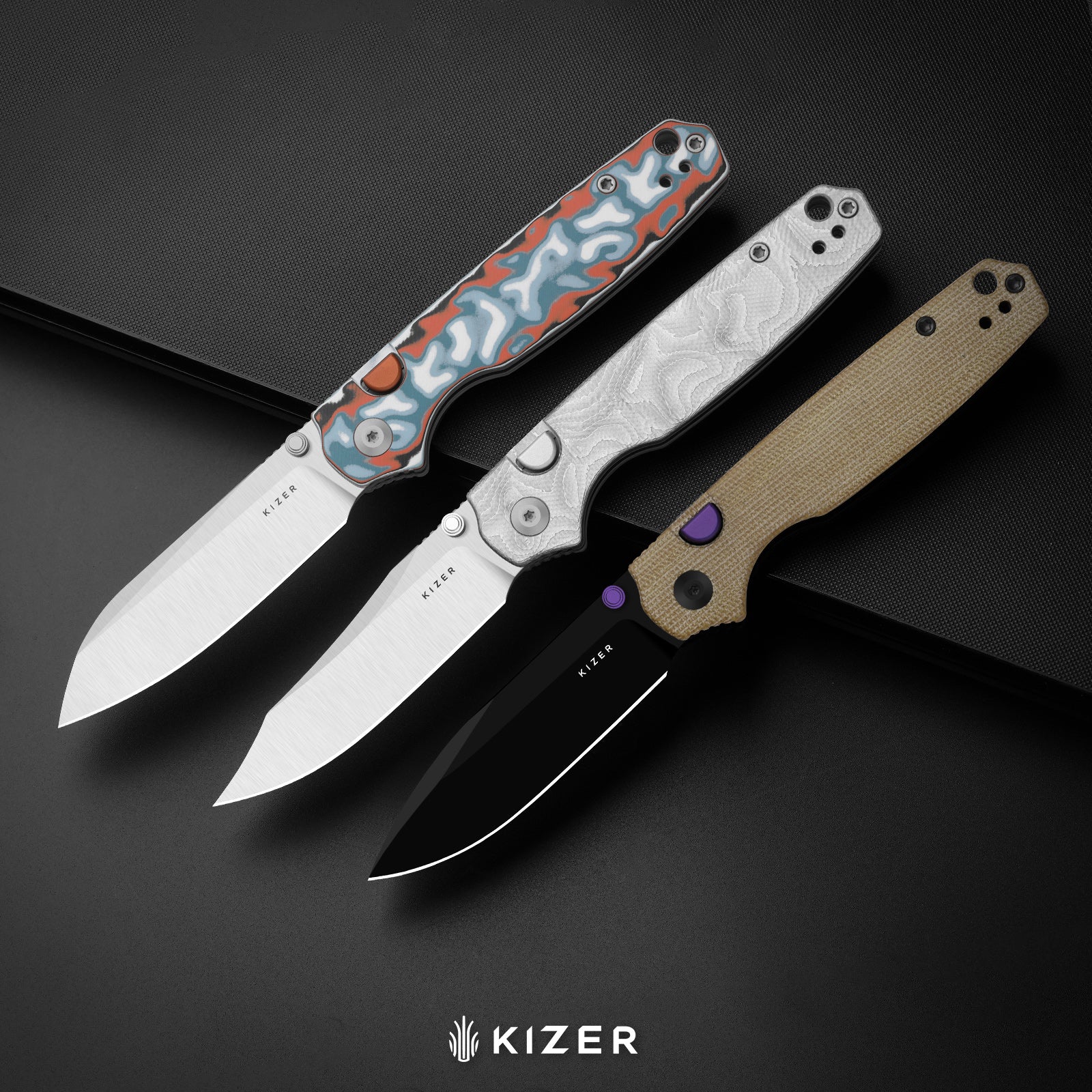 Pokiman BLL | Kizer Button Liner Lock™ | AEB-L | Brown Micarta Handle | KizerV™ 3789BDA1