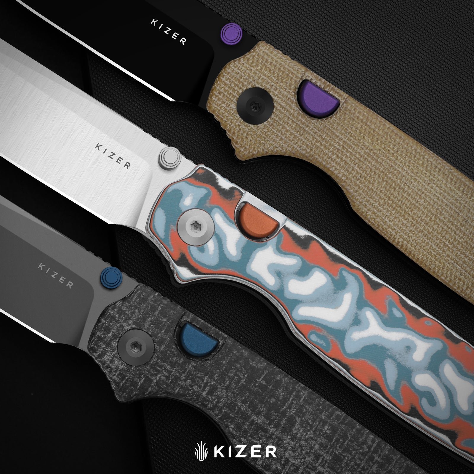 Pokiman BLL | Kizer Button Liner Lock™ | AEB-L | Brown Micarta Handle | KizerV™ 3789BDA1