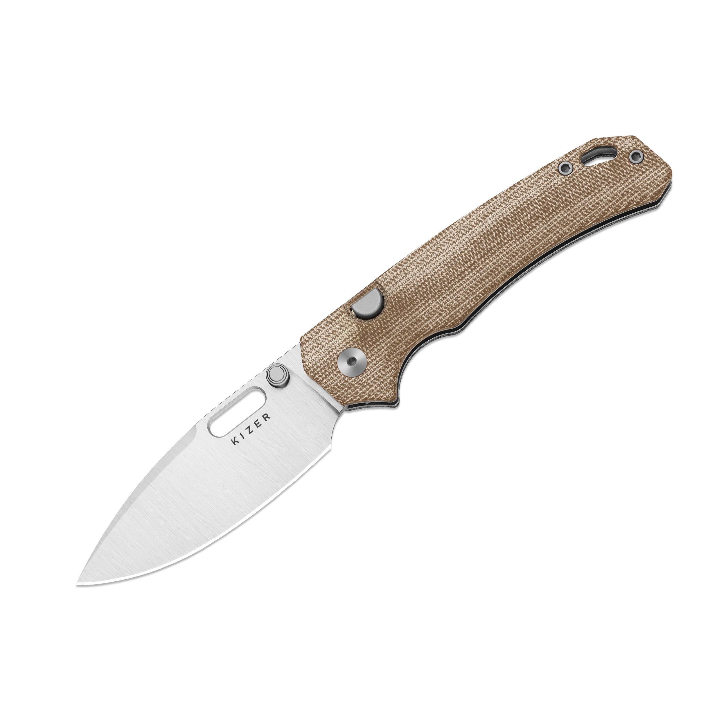 Outposter | Kizer Button Liner Lock™ | Norplex UltreX™ Micarta  | Nitro-V + Satin | KizerV™ 3802BDA1