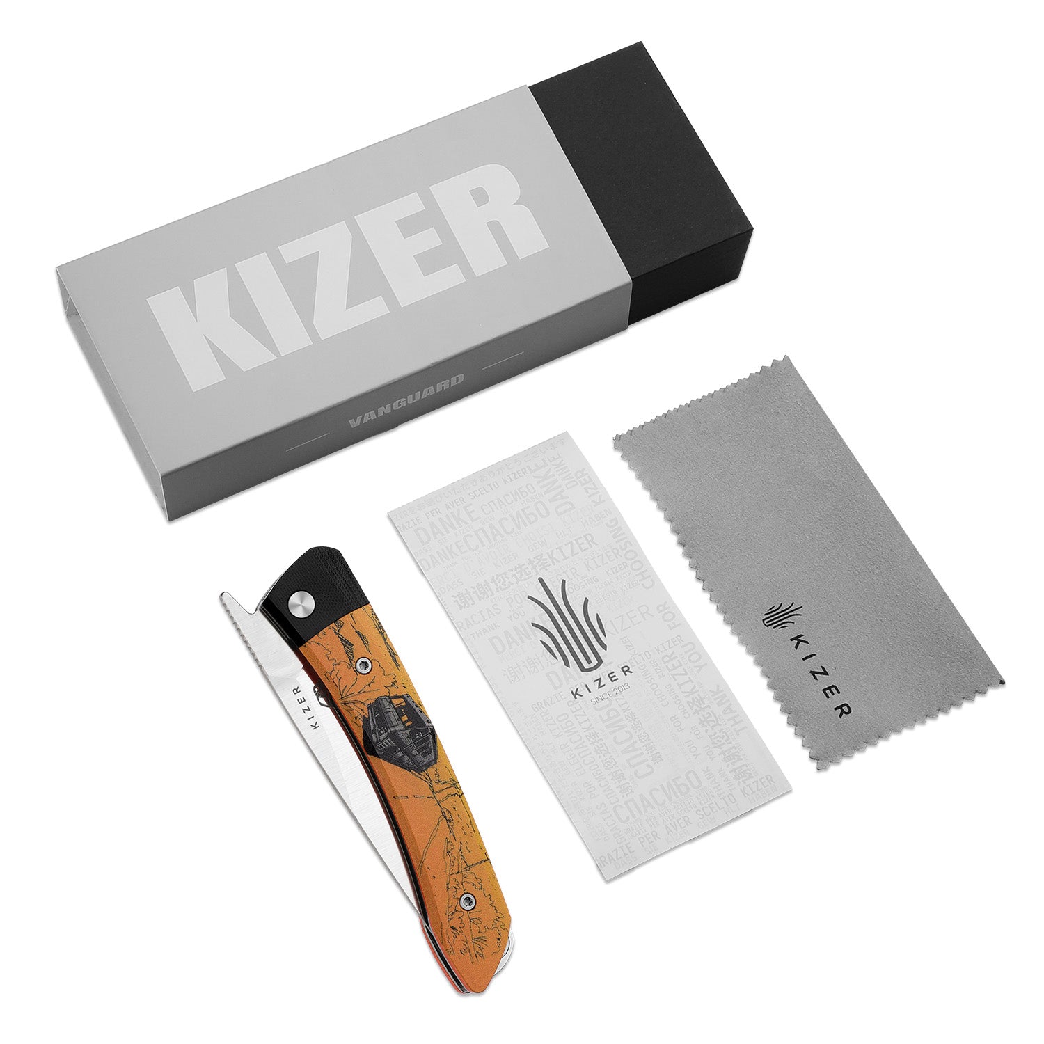 Kizer MOMO Nozhikov Exclusive – Nitro-V Satin Blade & G10 Printed Handle