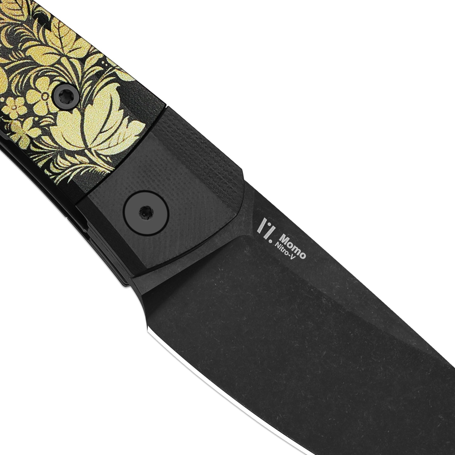 Kizer MOMO Nozhikov Exclusive – Nitro-V  Black Stonewashed Blade & G10 printed Handle