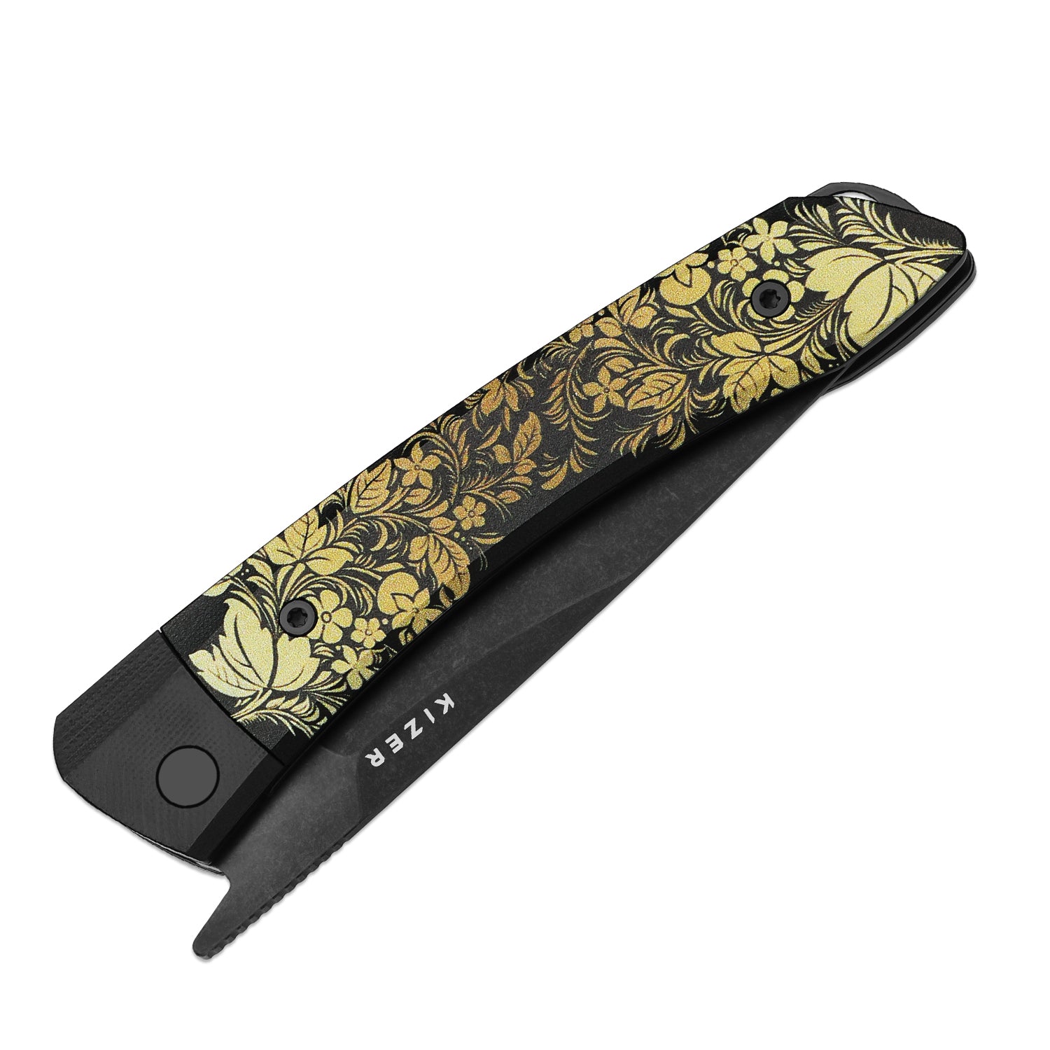 Kizer MOMO Nozhikov Exclusive – Nitro-V  Black Stonewashed Blade & G10 printed Handle
