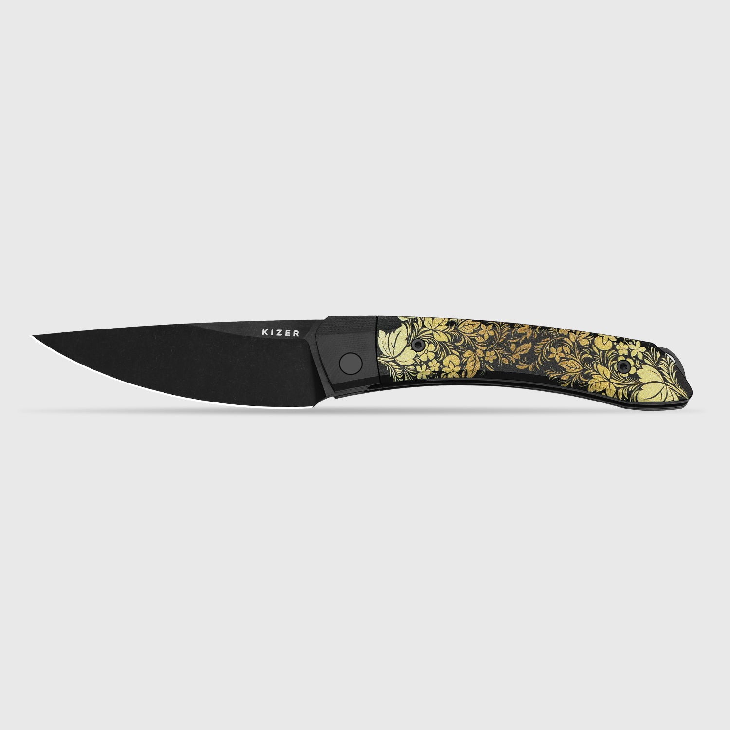 Kizer MOMO Nozhikov Exclusive – Nitro-V  Black Stonewashed Blade & G10 printed Handle