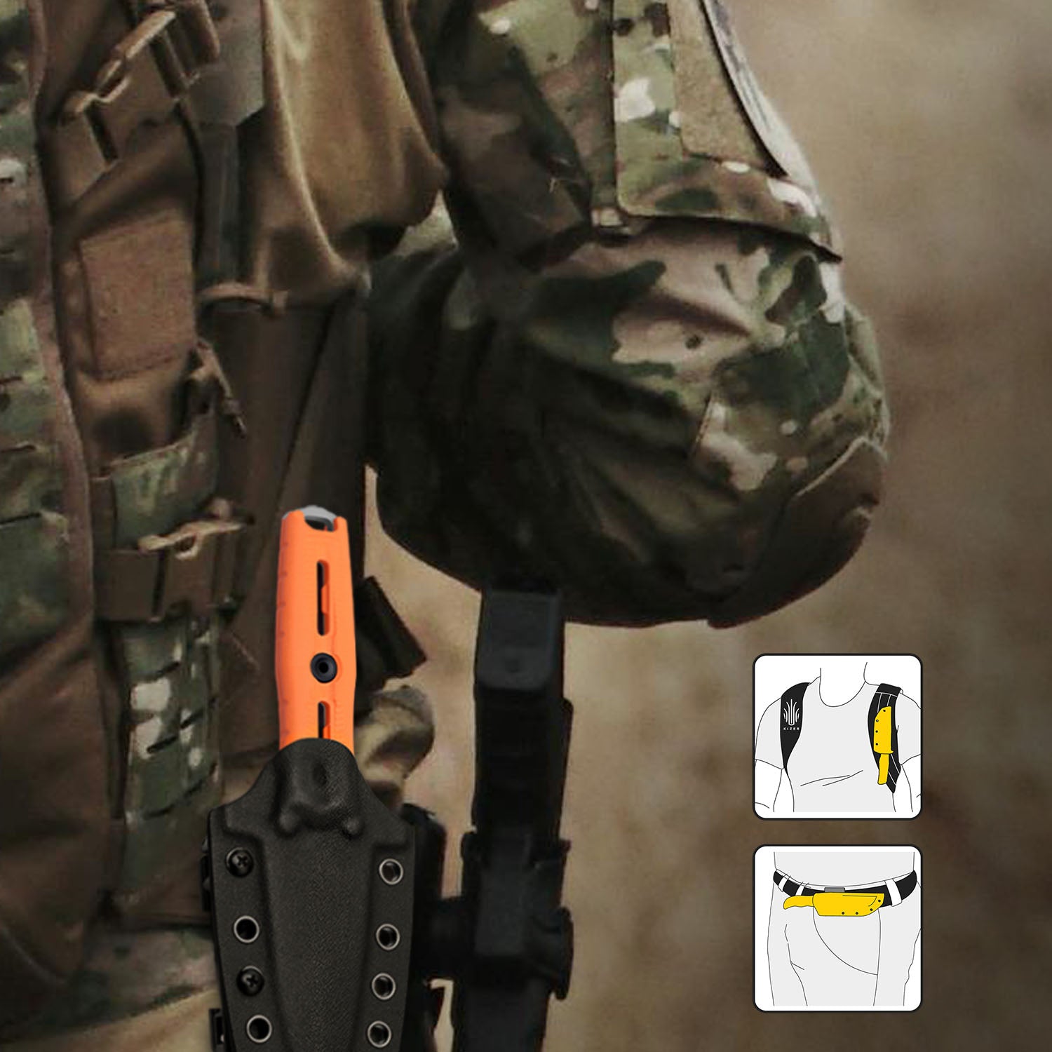 Norcross | Nitro-V | Orange G10 | Single Edged | KizerV™ FB01A6