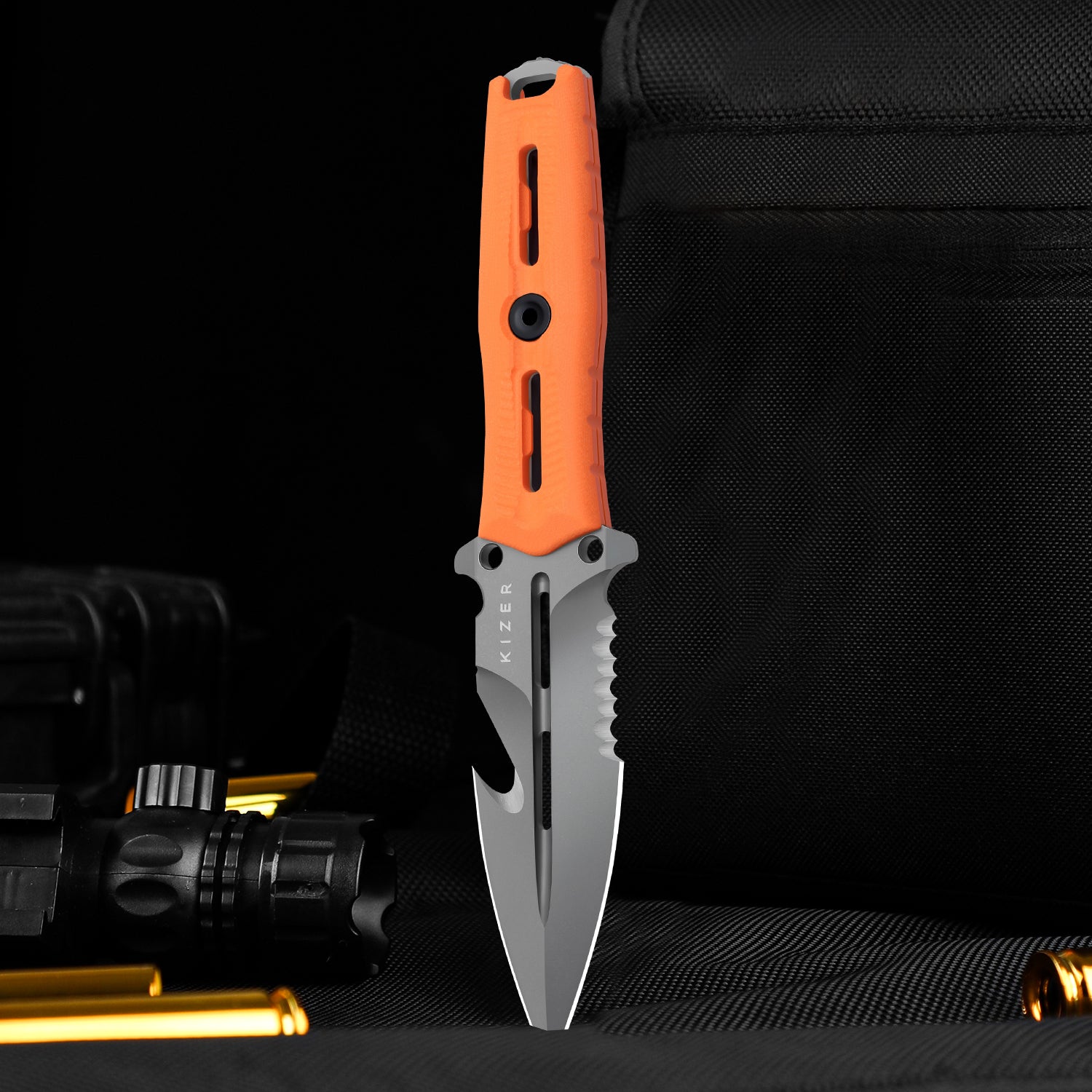 Norcross | Nitro-V | Orange G10 | Exclusive - Double Edged | KizerV™ FB01A7