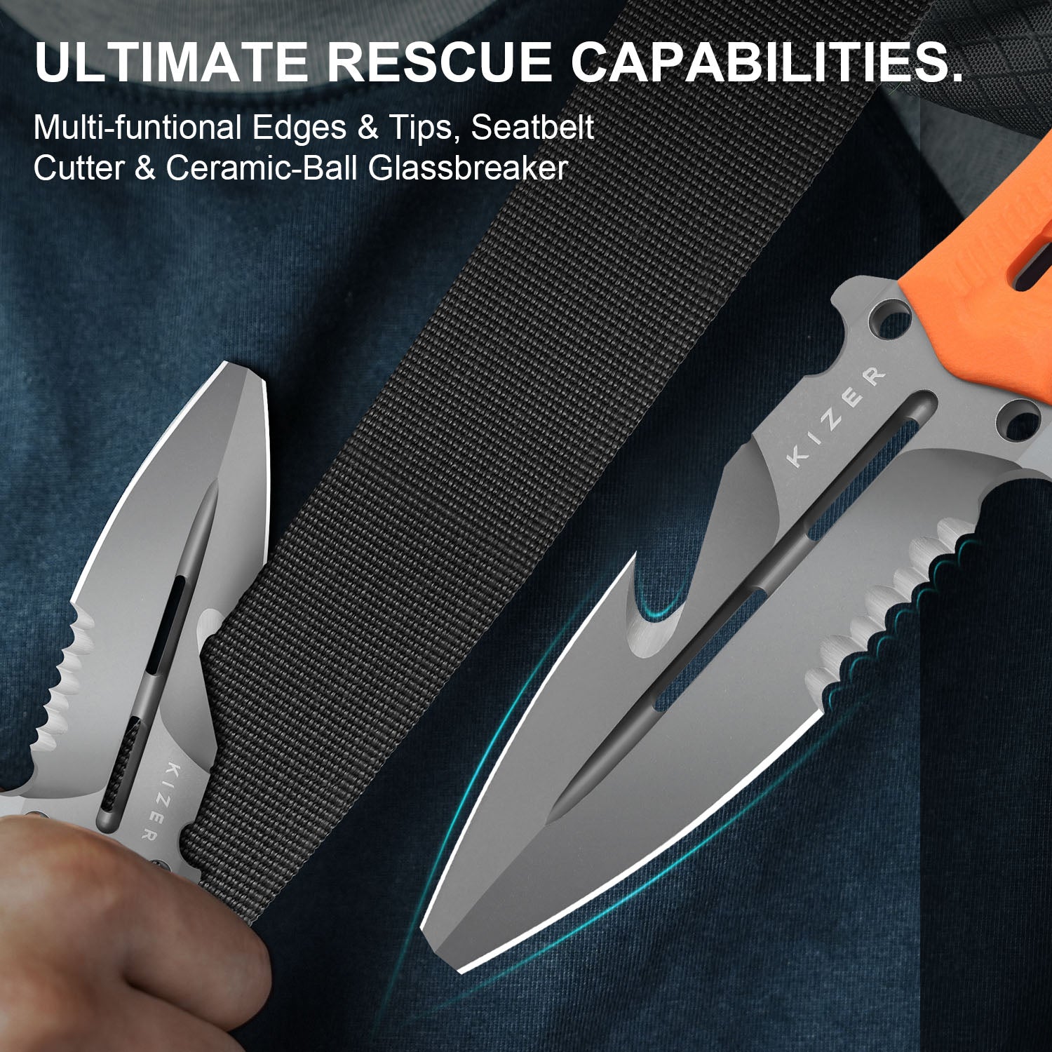 Norcross | Nitro-V | Orange G10 | Exclusive - Double Edged | KizerV™ FB01A7