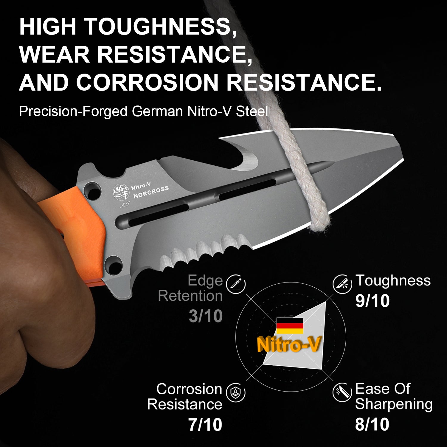 Norcross | Nitro-V | Orange G10 | Exclusive - Double Edged | KizerV™ FB01A7