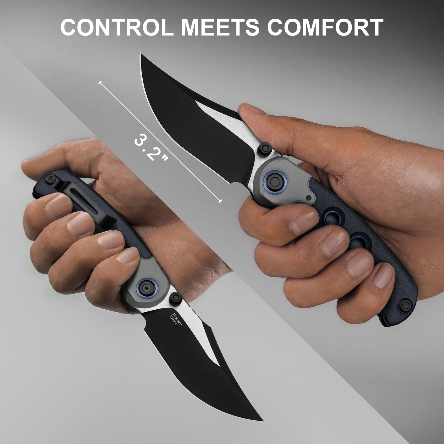 PIONEER | S35VN | Blue Canyon & Titanium | KizerB™ FK03A2