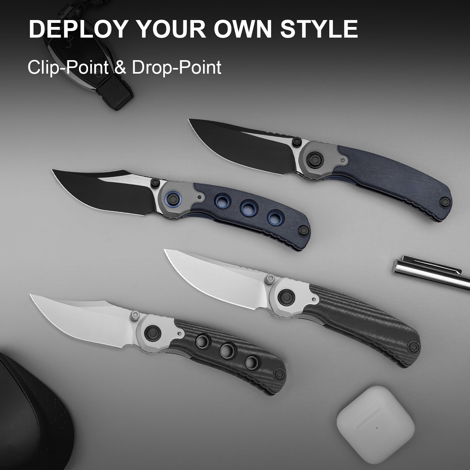 PIONEER | S35VN | Blue Canyon & Titanium | KizerB™ FK03A2