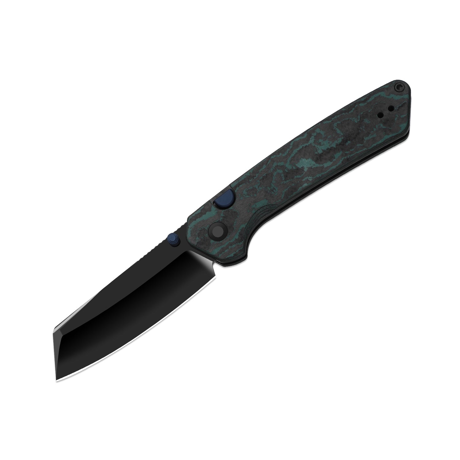Madrac | Kizer Button Liner Lock™ | CamoCarbon Brittany Blue | S45VN + Hollow Grind + Polished DLC Ultra | KizerB™ 3693A3