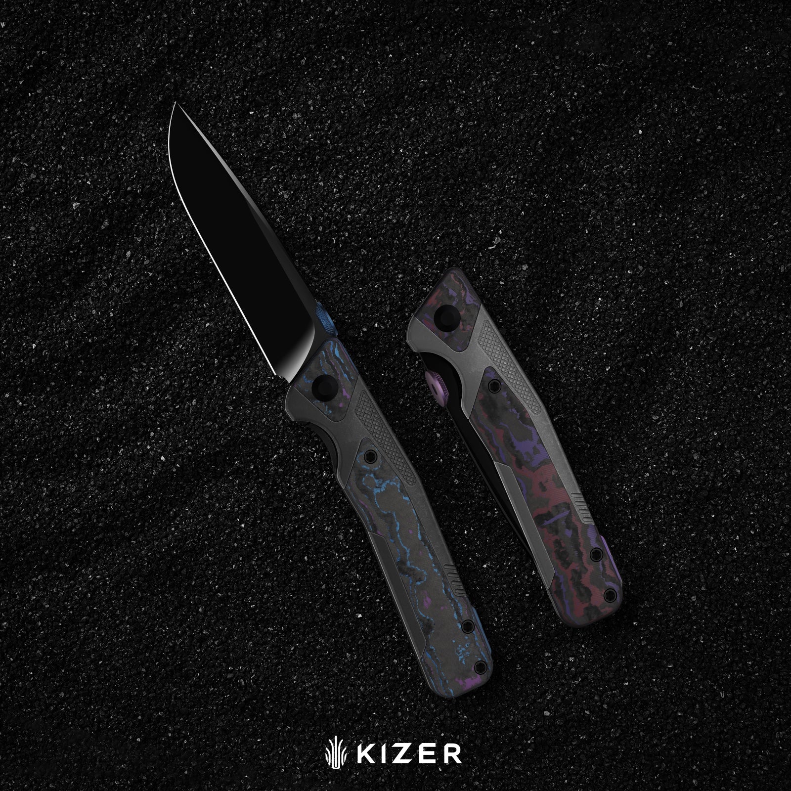 Sable Chief | K390 | Polished DLC Ultra | Titanium & CamoCarbon Damtanium | KizerB™ 3745A1